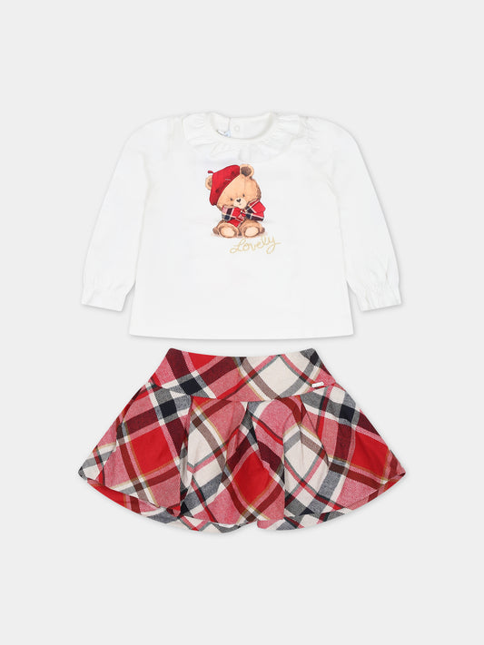 Completo bianco per neonata con stampa orso,Mayoral,2995 063