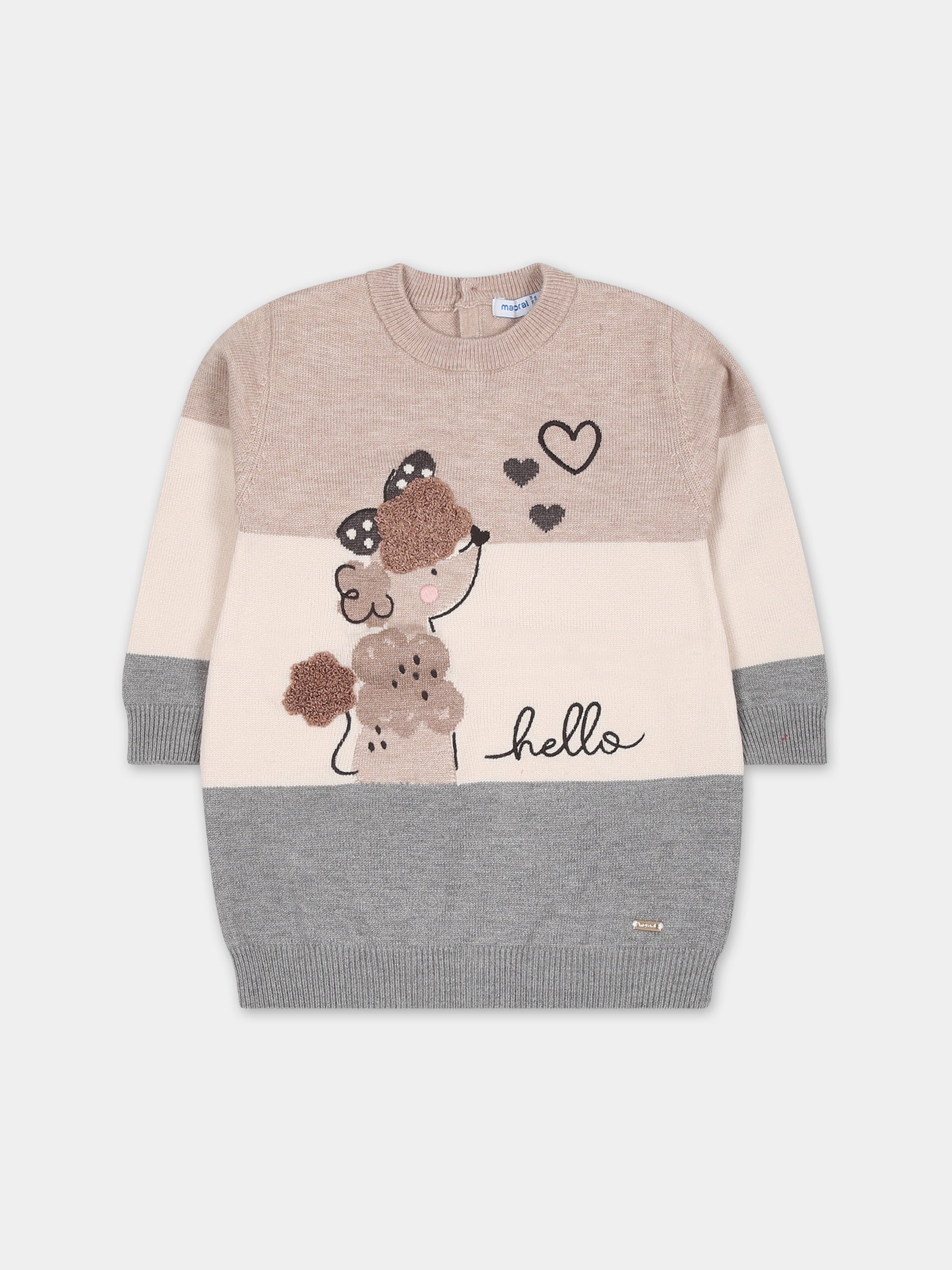 Vestito beige per neonata con barboncino,Mayoral,2990 070