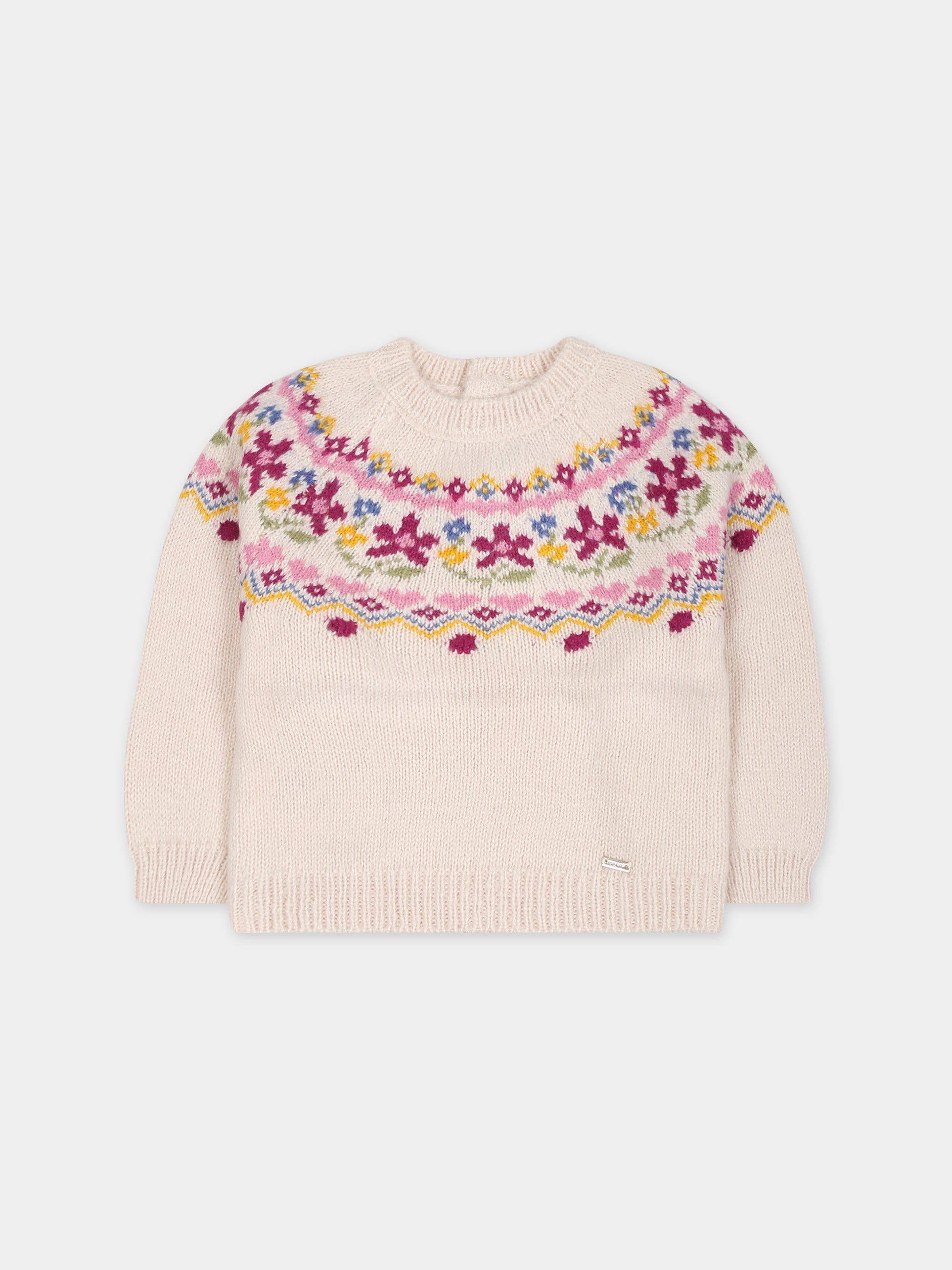 Maglione avorio per neonata con motivo jacquard,Mayoral,2311 032