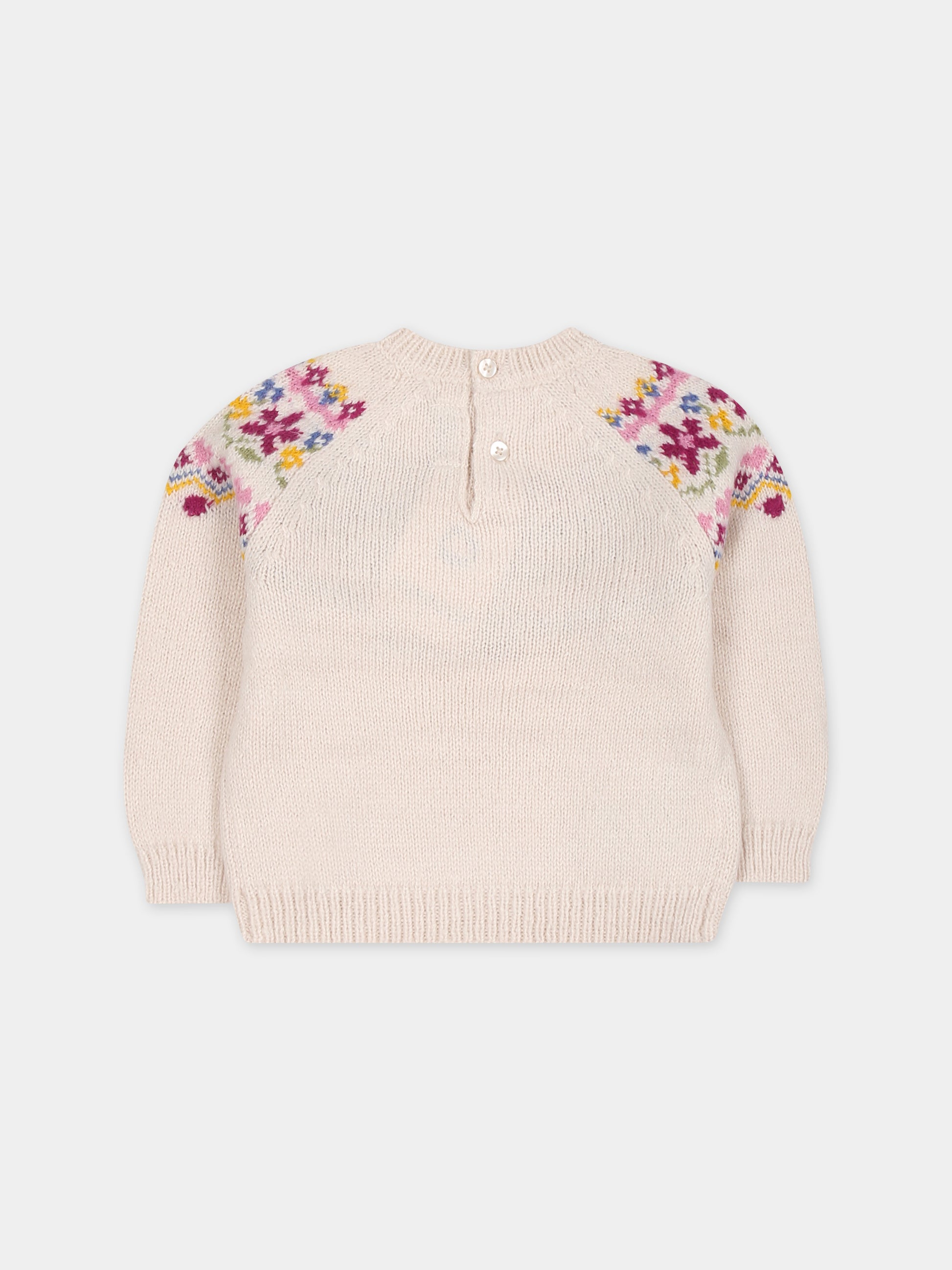 Maglione avorio per neonata con motivo jacquard,Mayoral,2311 032