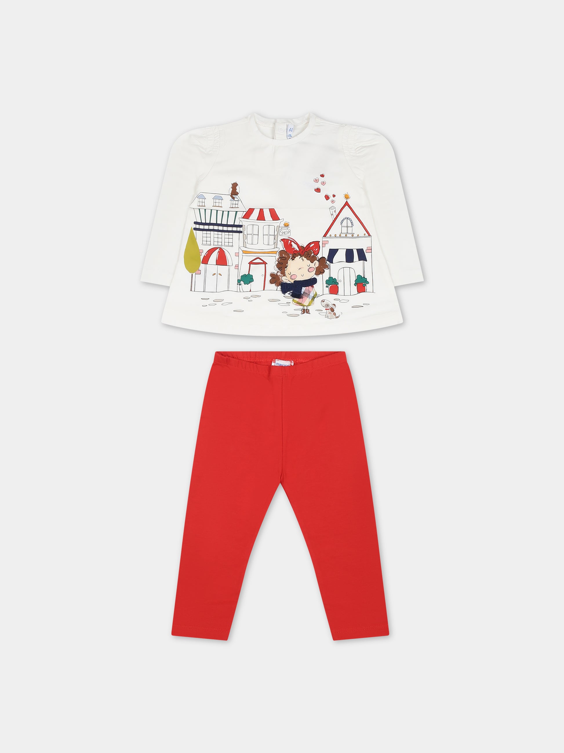 Completo bianco per neonata con stampa bambina,Mayoral,2768 086