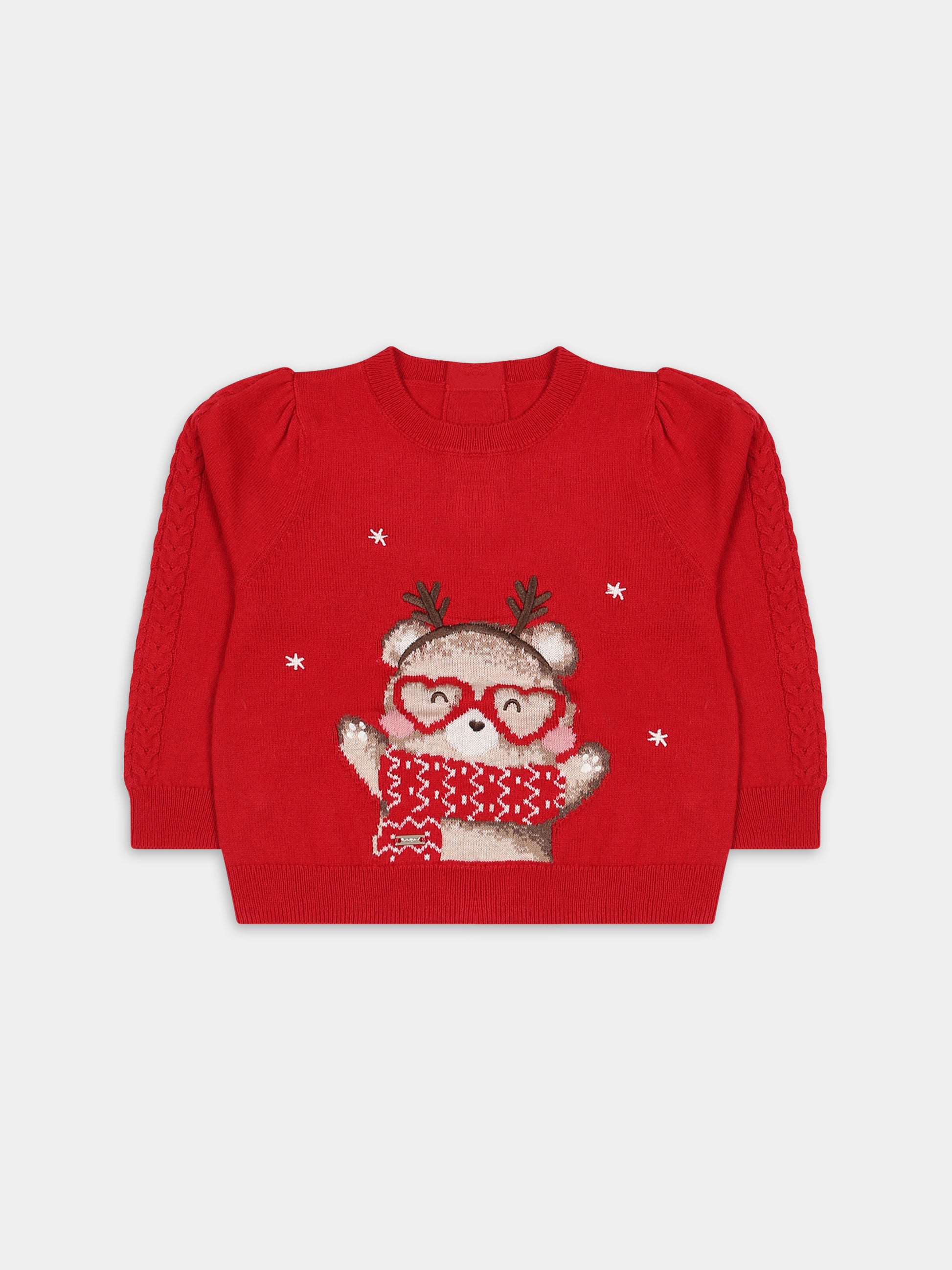 Maglione rosso per neonata con renna,Mayoral,2312 038