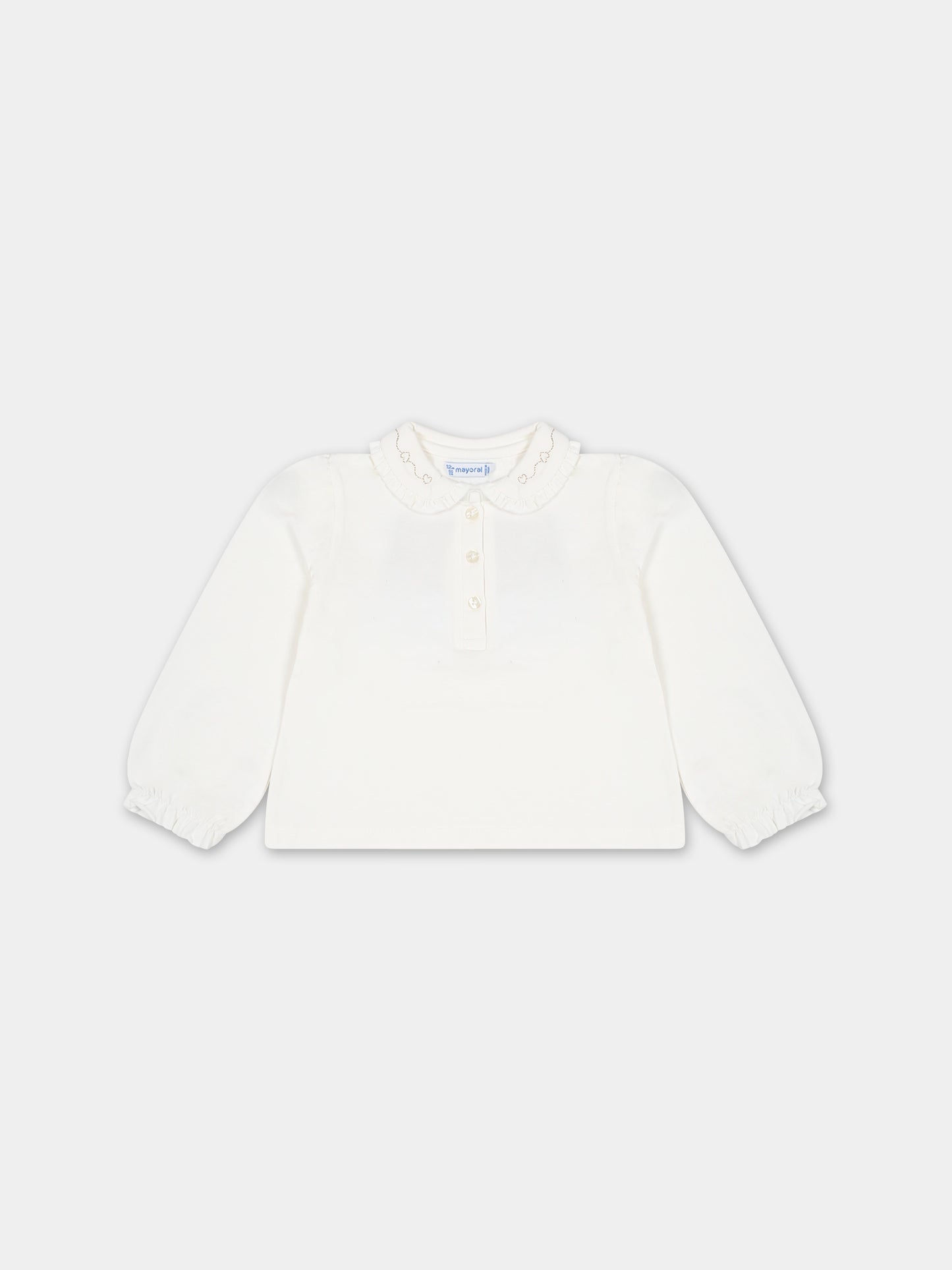 T-shirt bianca per neonata con cuori,Mayoral,104 010