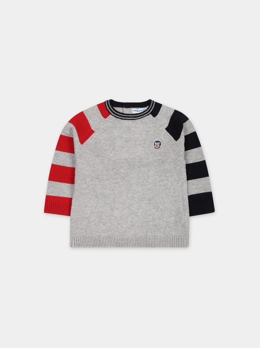 Maglione grigio per neonato con orso,Mayoral,2322 073