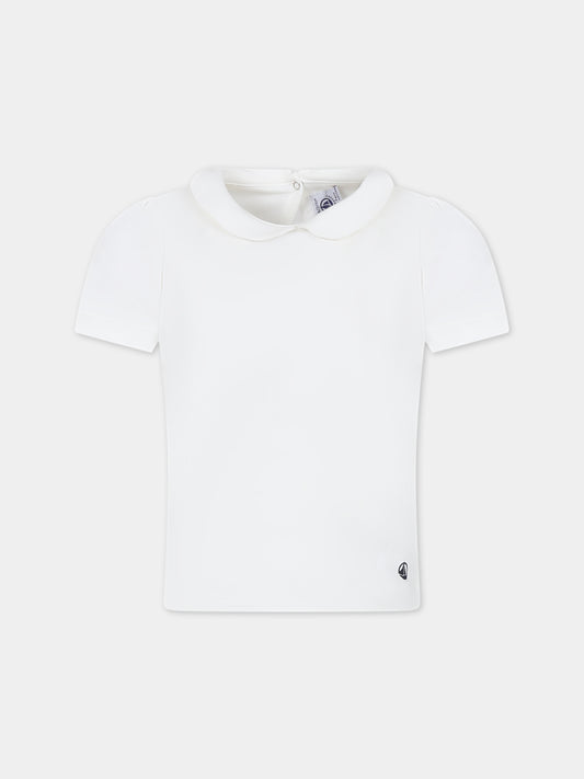 T-shirt bianca per bambina,Petit Bateau,A0468 01