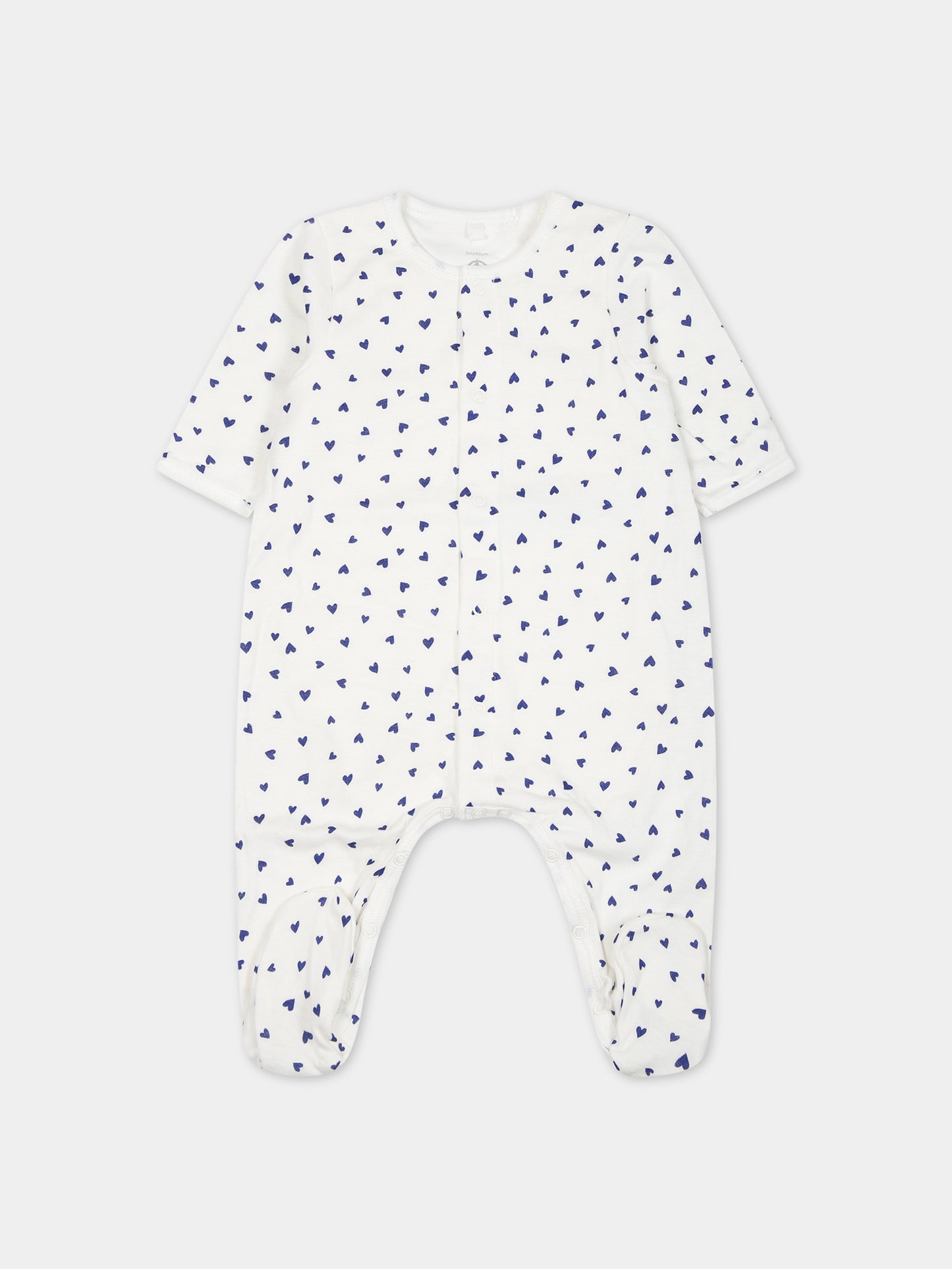 Tutina bianca per neonata con cuori blu,Petit Bateau,A087P 01