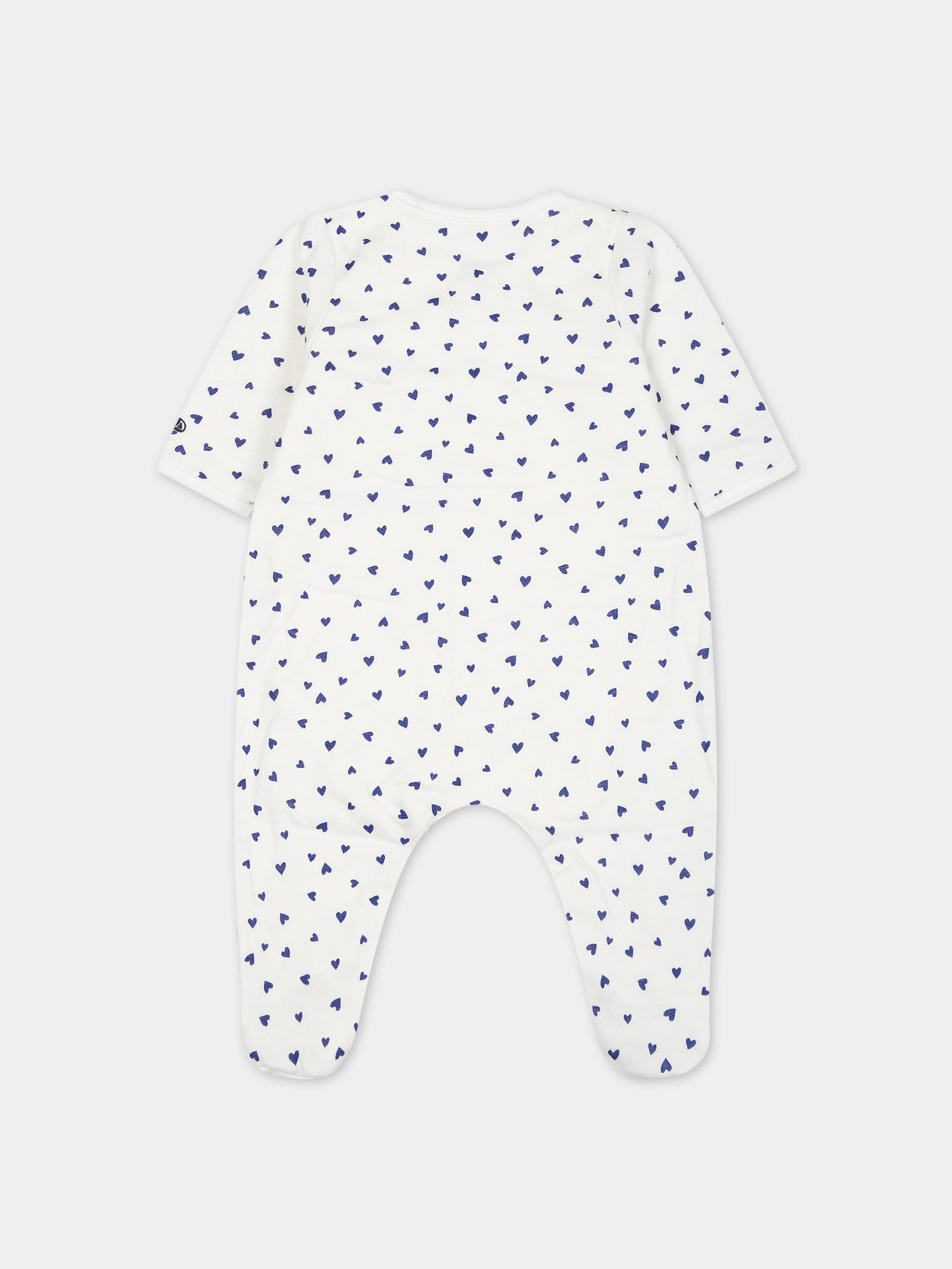 Tutina bianca per neonata con cuori blu,Petit Bateau,A087P 01