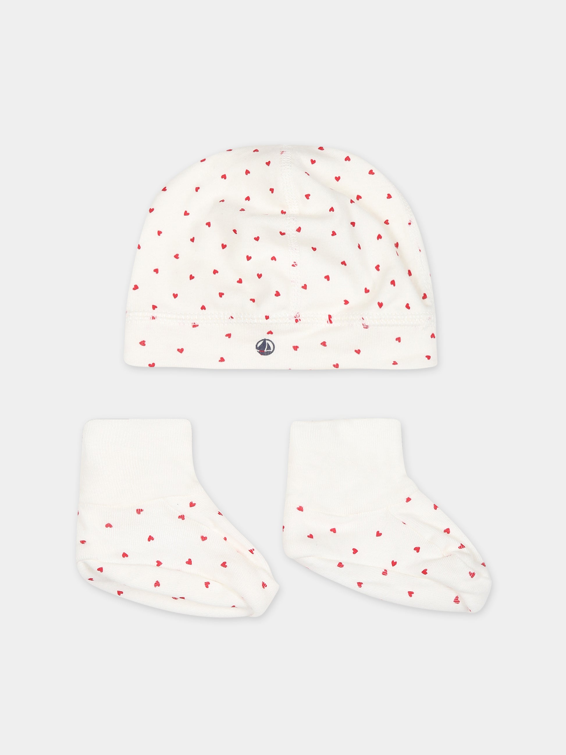 Set bianco per neonata con stampa cuori,Petit Bateau,A08RT 00