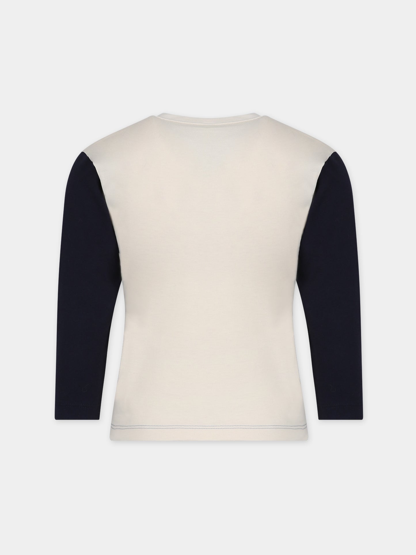 T-shirt avorio per bambino con logo,Petit Bateau,A08XU 01