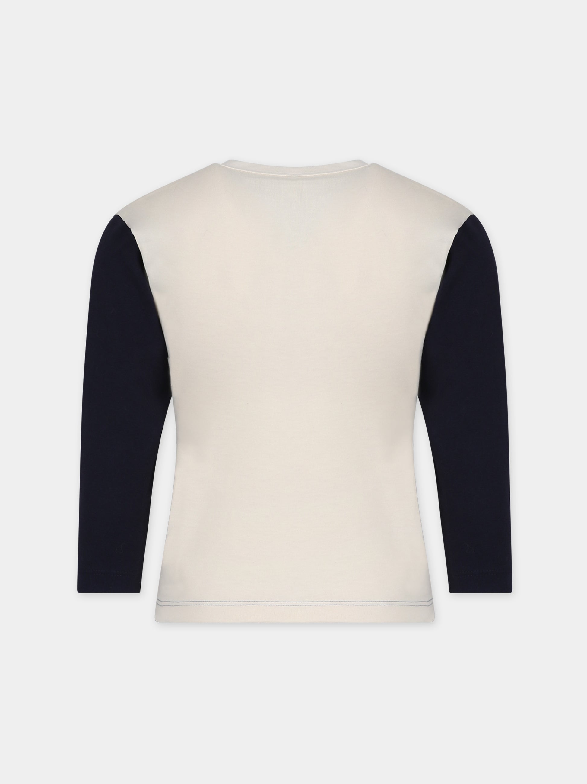 T-shirt avorio per bambino con logo,Petit Bateau,A08XU 01