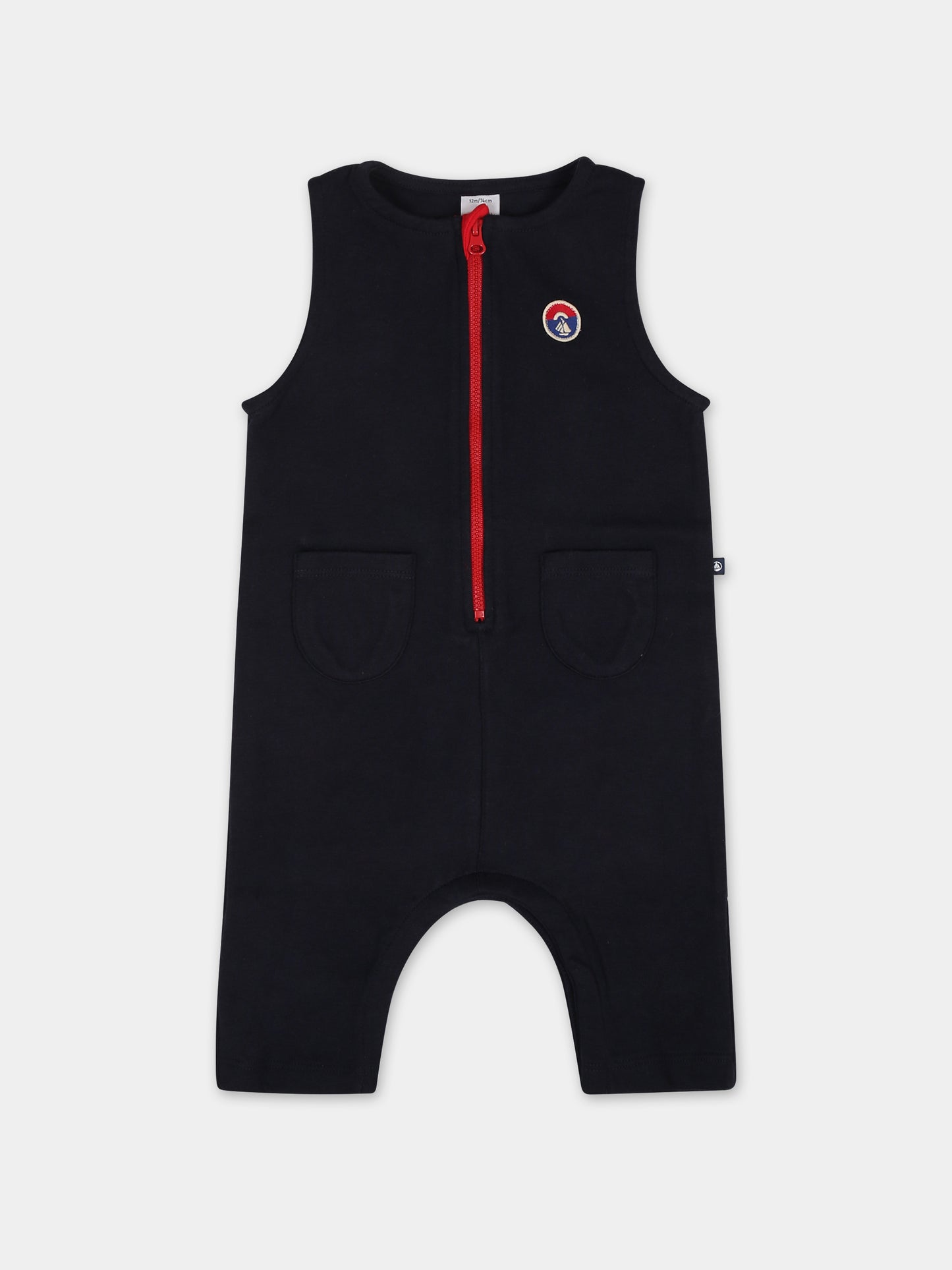 Salopette blu per neonato con logo,Petit Bateau,A08CZ 01