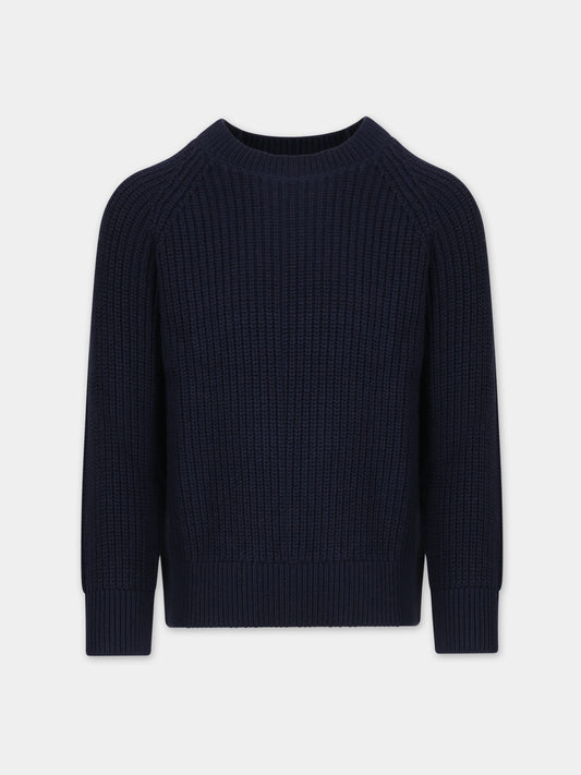 Maglione blu per bambino con logo,Petit Bateau,A0830 01