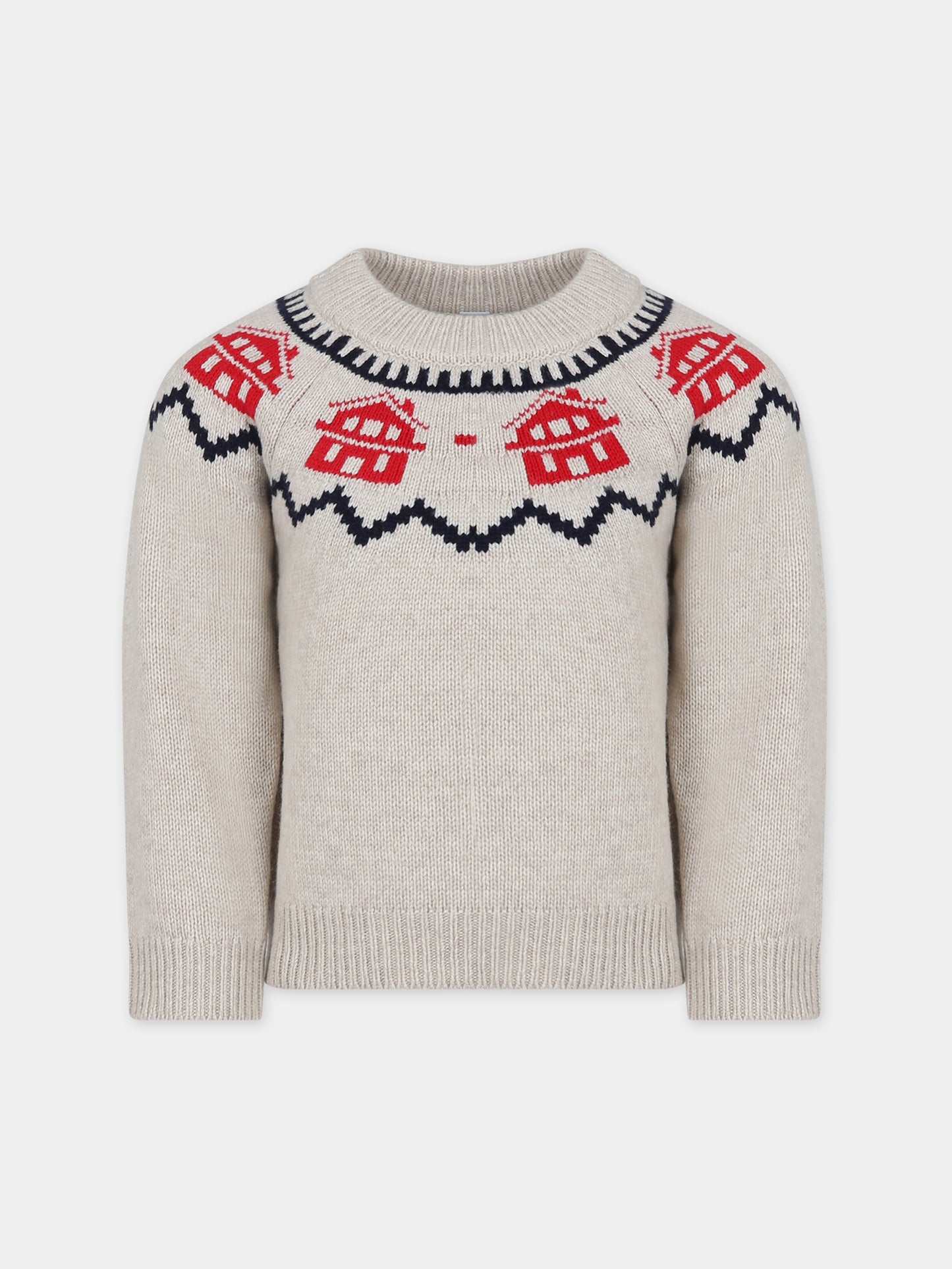 Maglione avorio per bambino con motivo jacquard,Petit Bateau,A082W 01