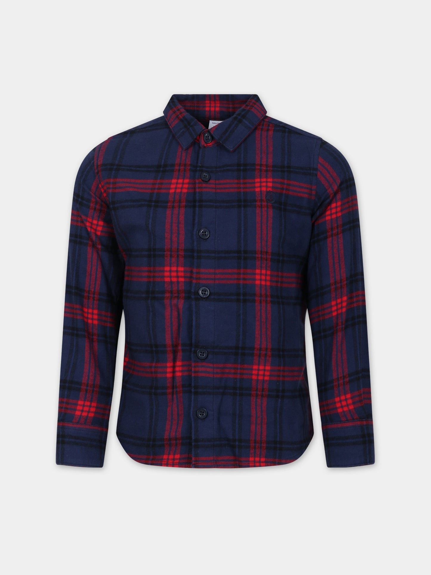 Camicia blu per bambino con logo,Petit Bateau,A08BT 01