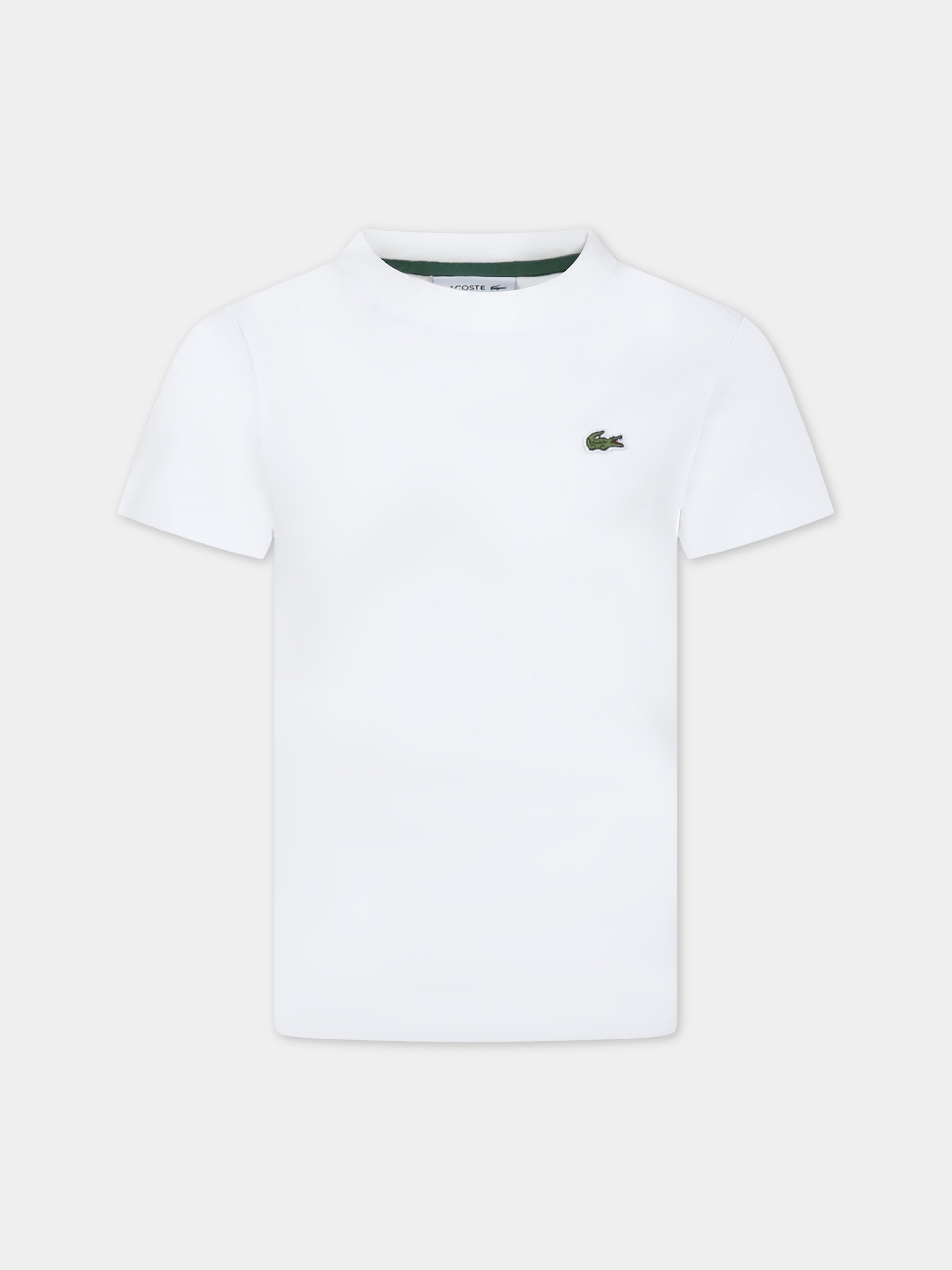 T-shirt bianca per bambino con patch logo iconico,Lacoste,TJ1122 001
