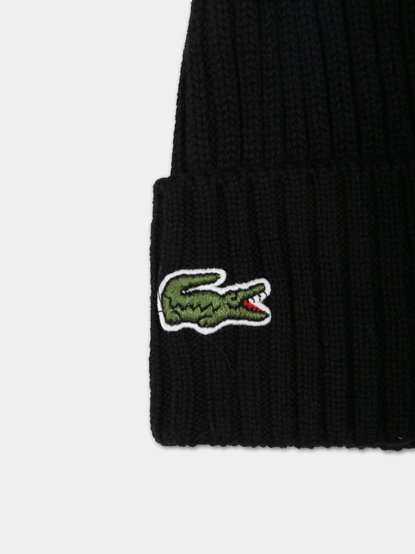 Cappello nero per bambino con patch logo iconico,Lacoste,RB0001 031