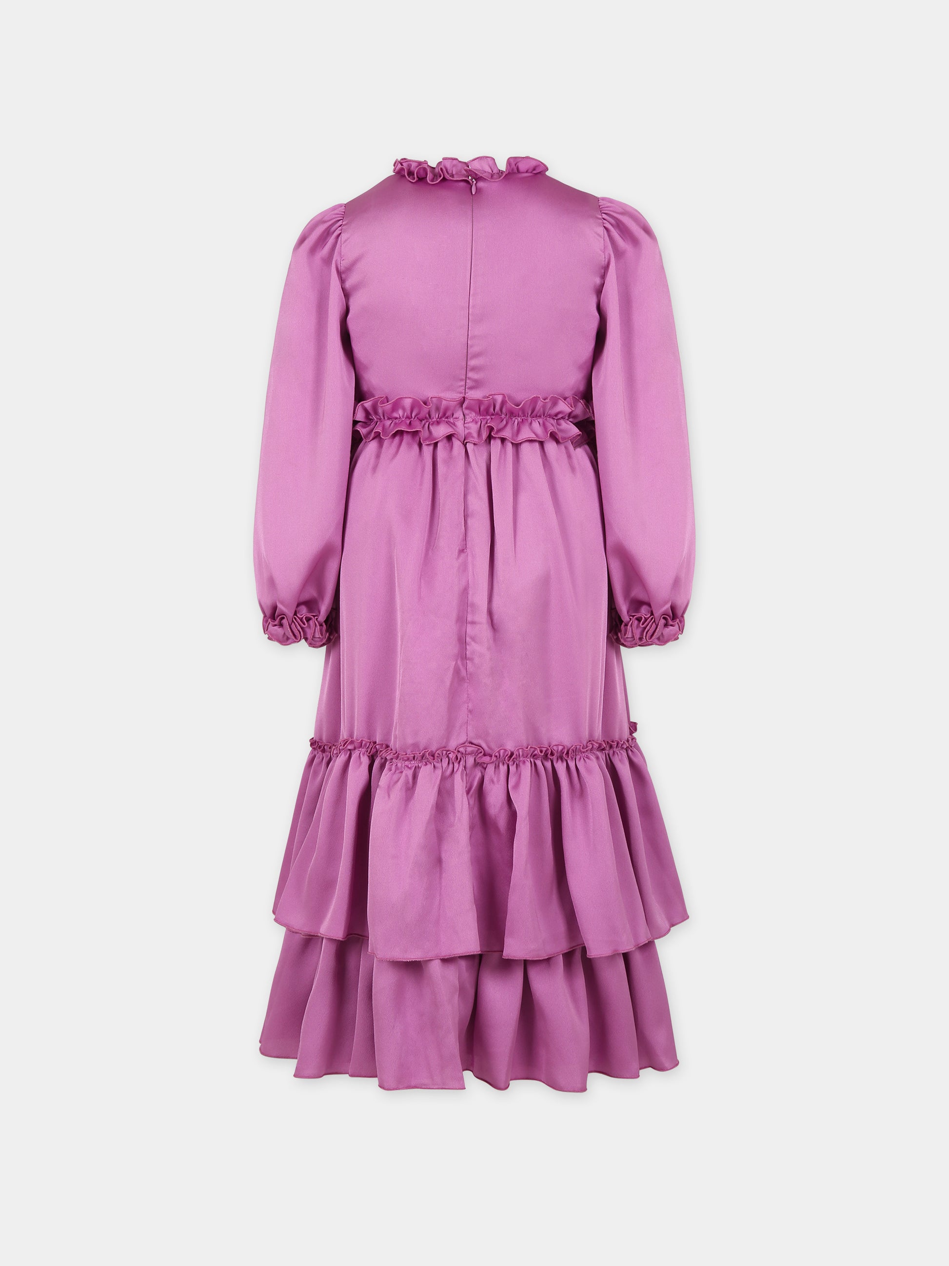 Vestito viola per bambina con rouche,Eirene,FW232415