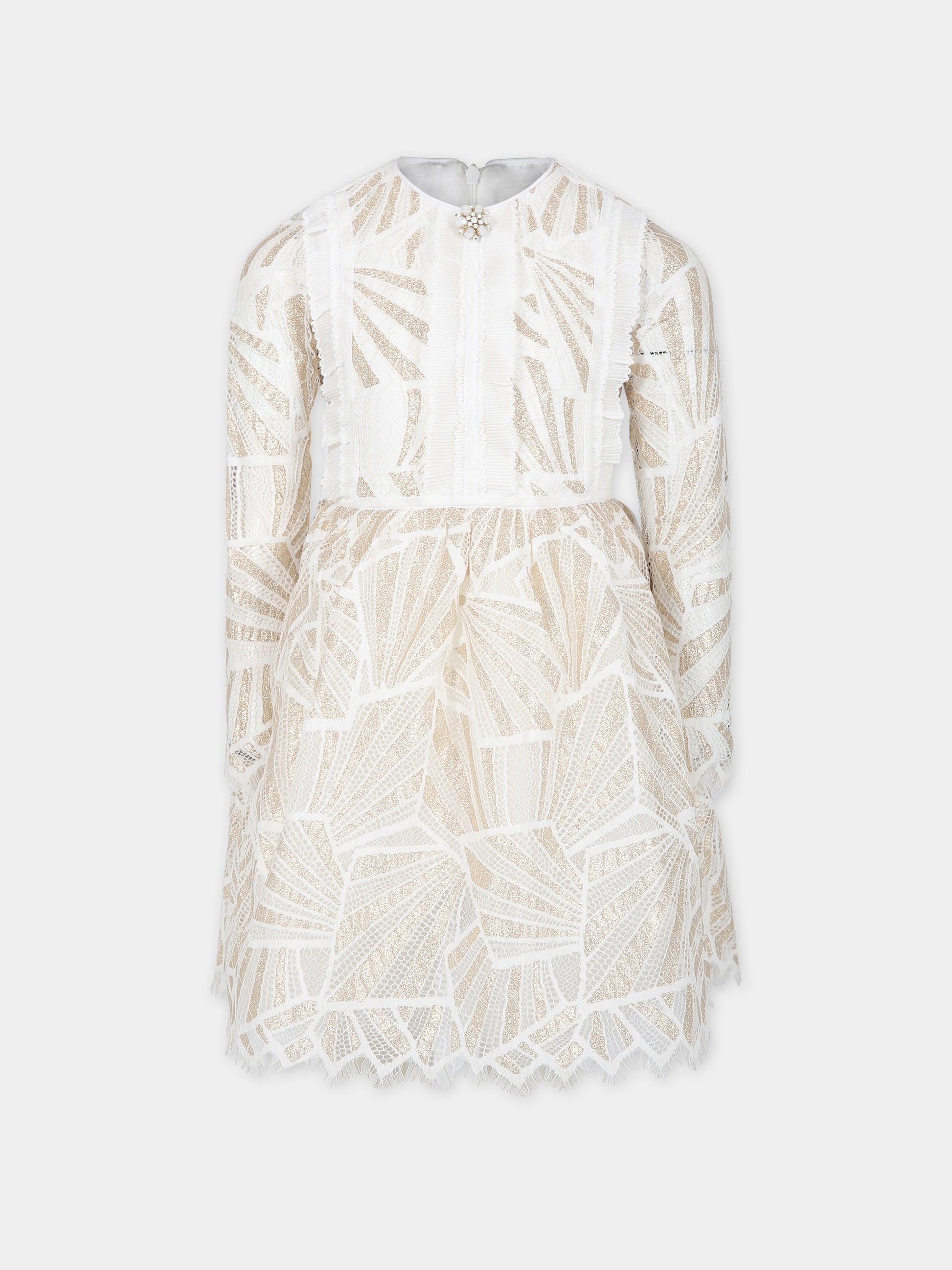 Vestito avorio per bambina con rouche,Eirene,FW2324104