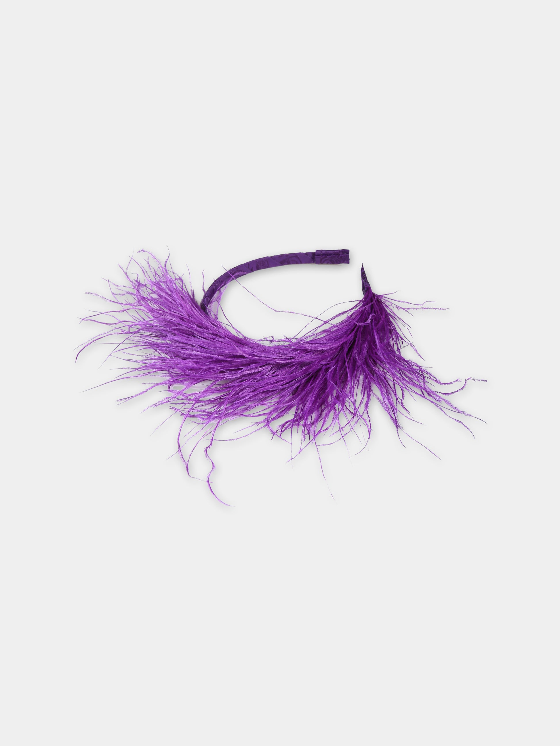 Cerchietto viola per bambina con piume,Eirene,FW2324H31