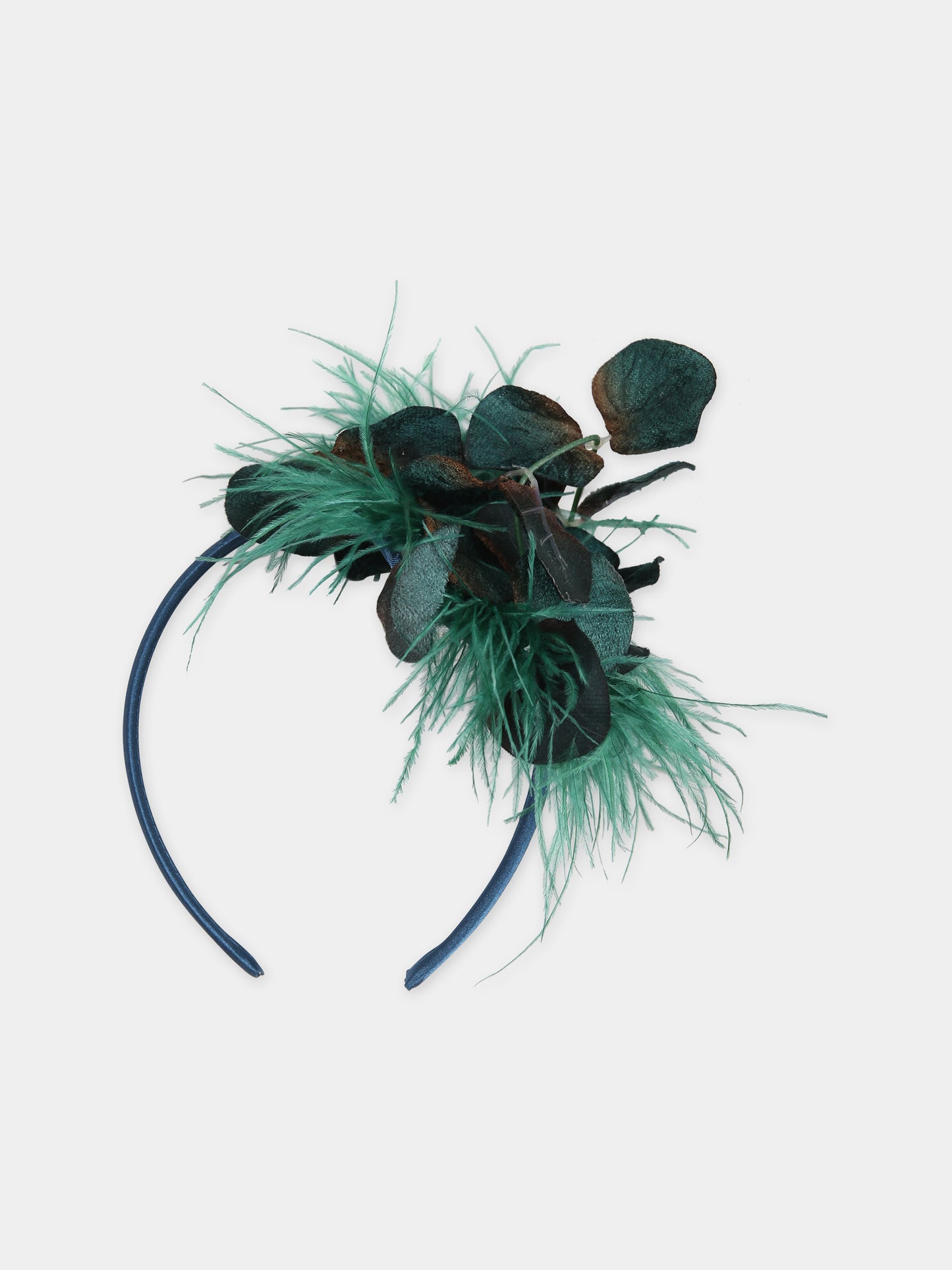 Cerchietto verde per bambina con piume,Eirene,FW2324H37