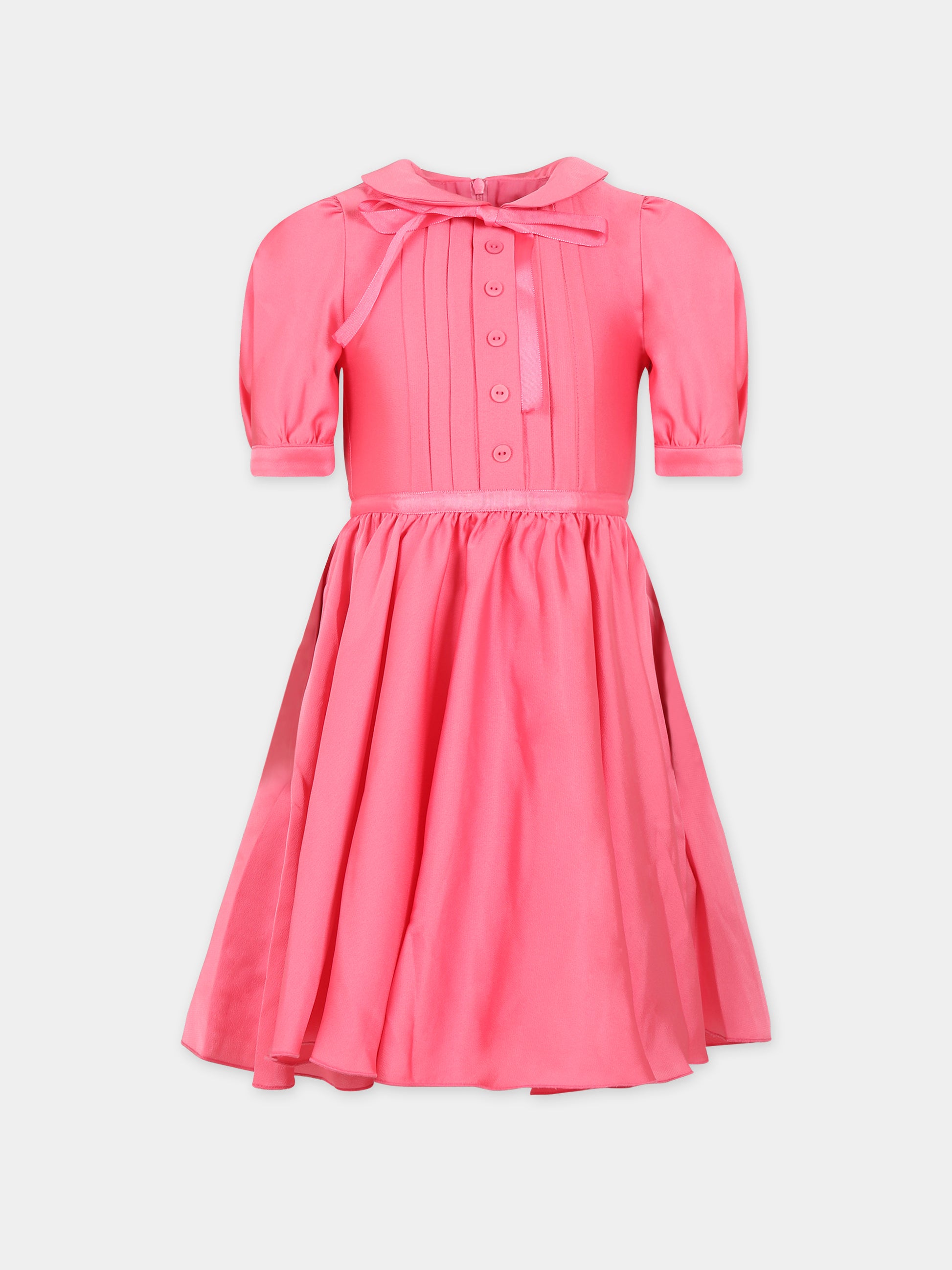 Vestito fucsia per bambina con fiocco,Eirene,FW2324106