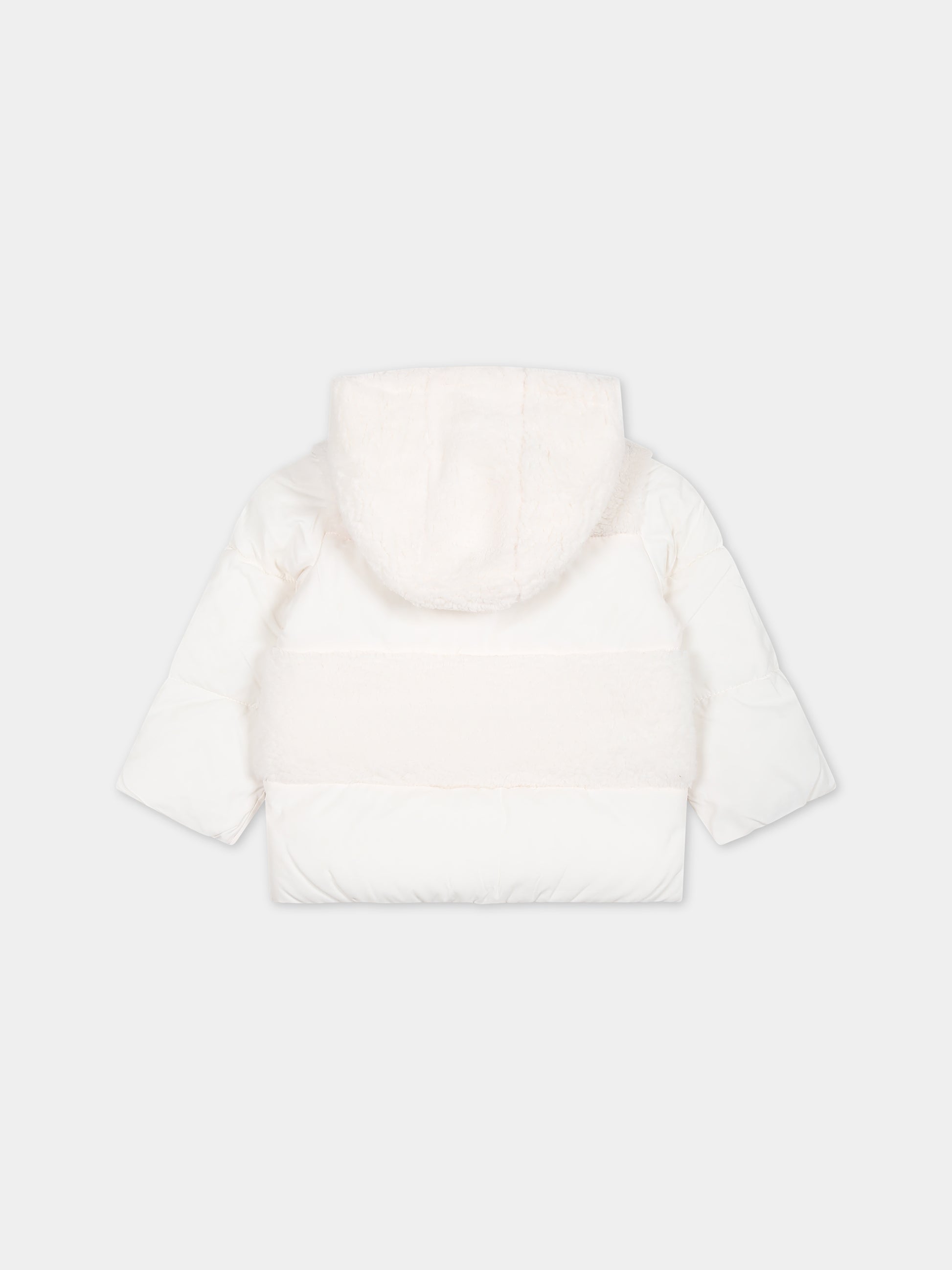 Piumino avorio per neonati con iconica bandierina,Tommy Hilfiger Junior,23WMTHKN0KN01723J YBH