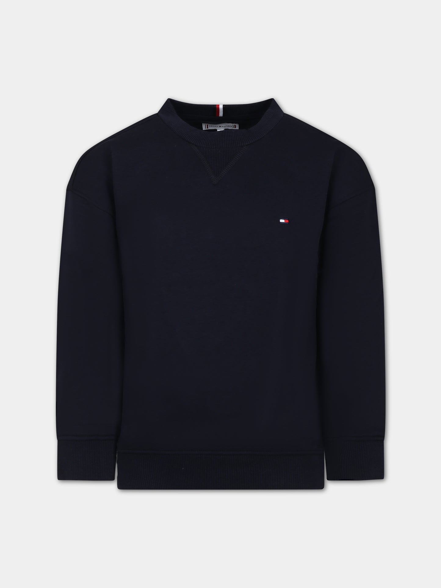 Felpa blu per bambini con iconica bandierina,Tommy Hilfiger Junior,23WMTHKS0KS00448J DW5