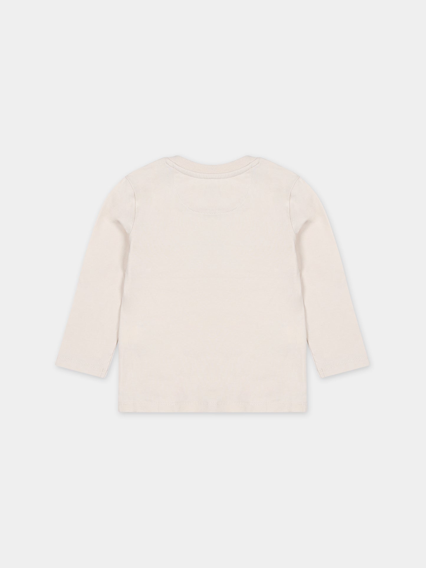 T-shirt avorio per neonati con logo,Calvin Klein Kids,23WMCKIN0IN00005 PGB