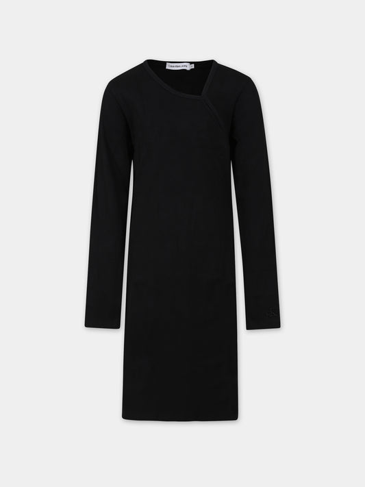 Vestito nero per bambina con logo,Calvin Klein Kids,23WMCKIG0IG02233 BEH