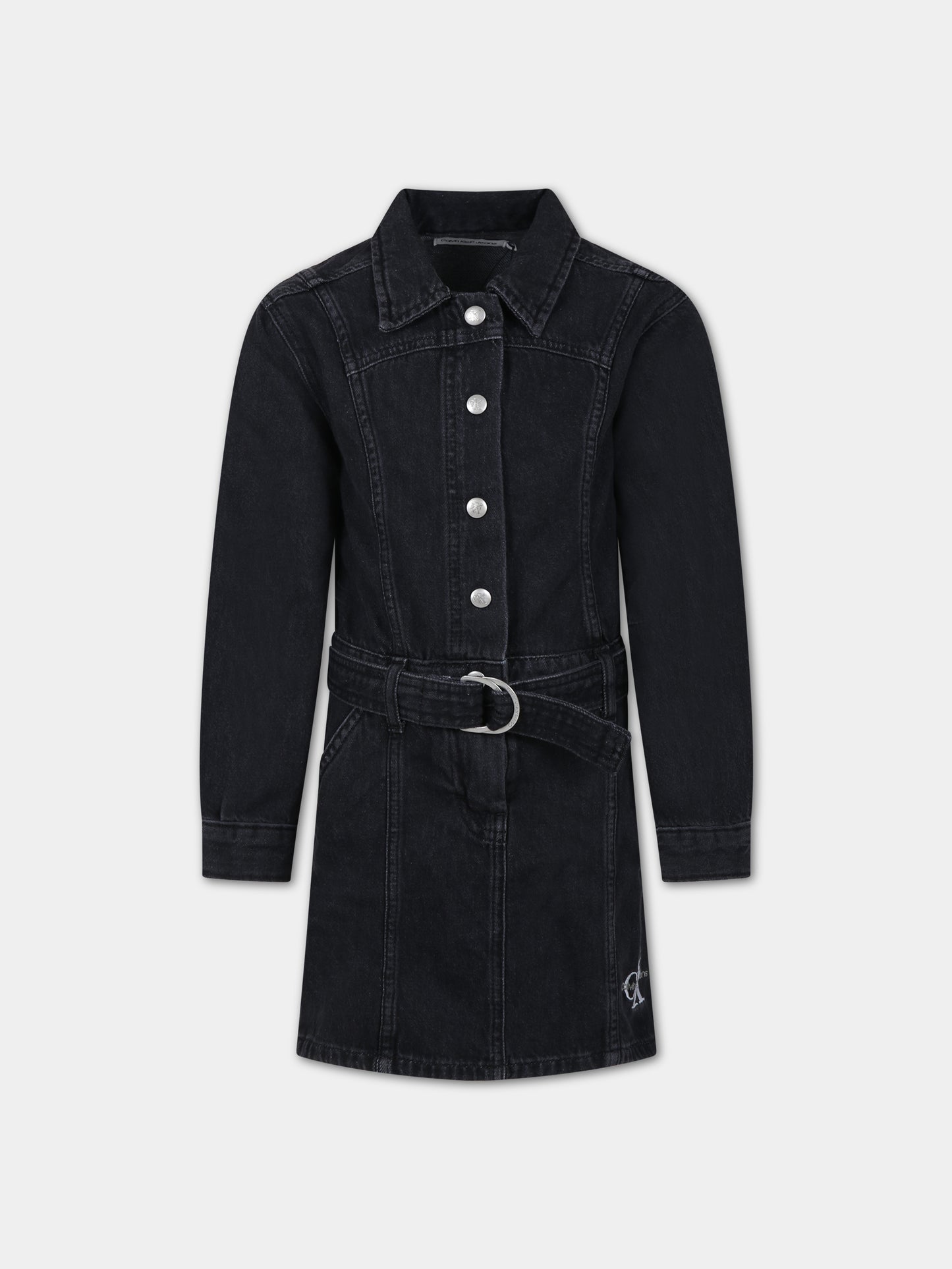 Vestito nero per bambina con logo,Calvin Klein Kids,23WMCKIG0IG02167 1BY