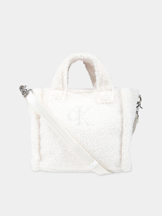 Borsa avorio per bambina con logo,Calvin Klein Kids,23WMCKIU0IU00355 YBI