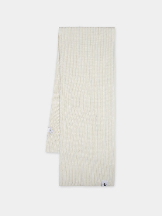 Sciarpa avorio per bambini con logo,Calvin Klein Kids,23WMCKIU0IU00446 YBI