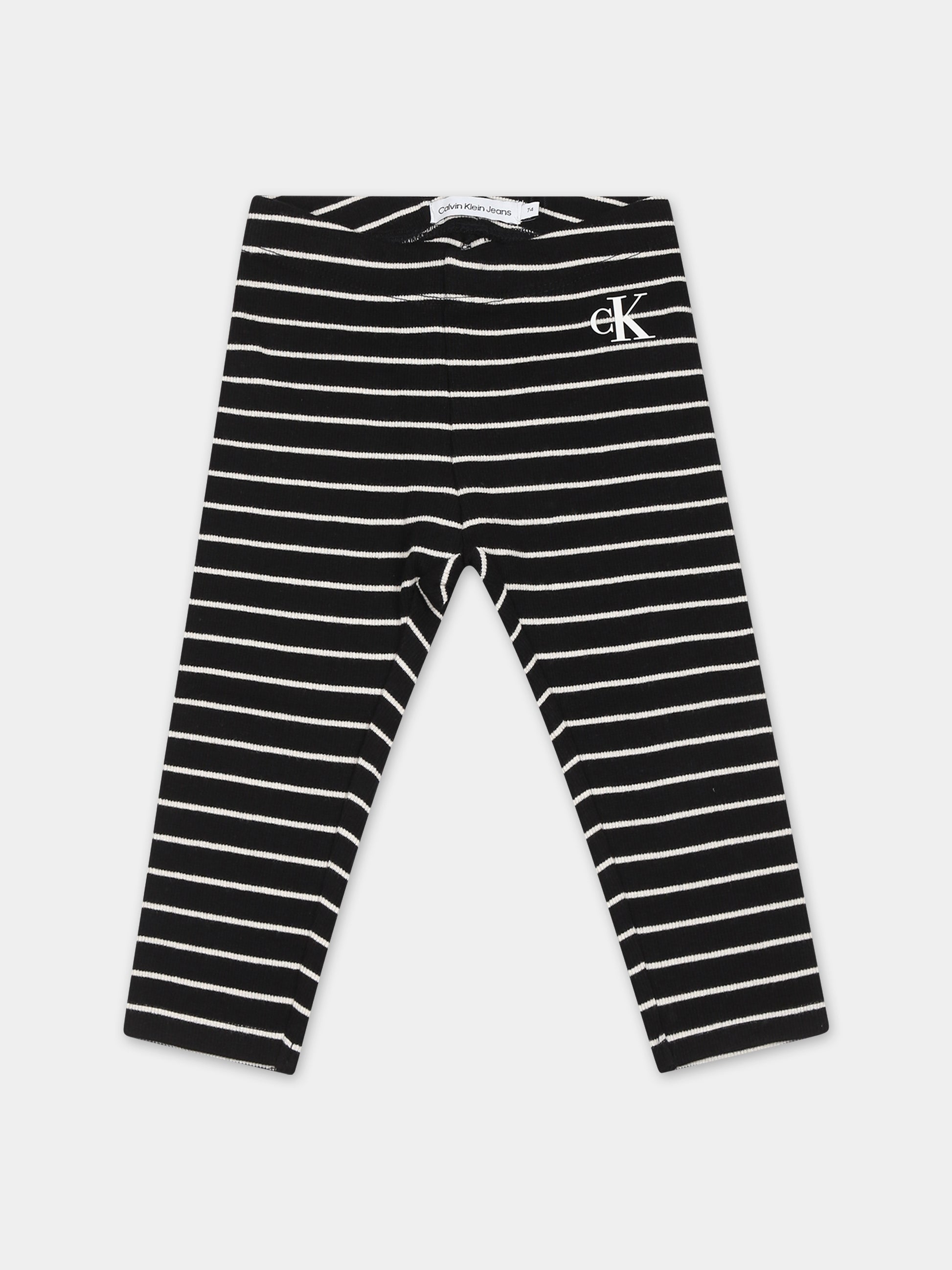 Leggings nero per neonati con logo,Calvin Klein Kids,23WMCKIN0IN00114 0AP