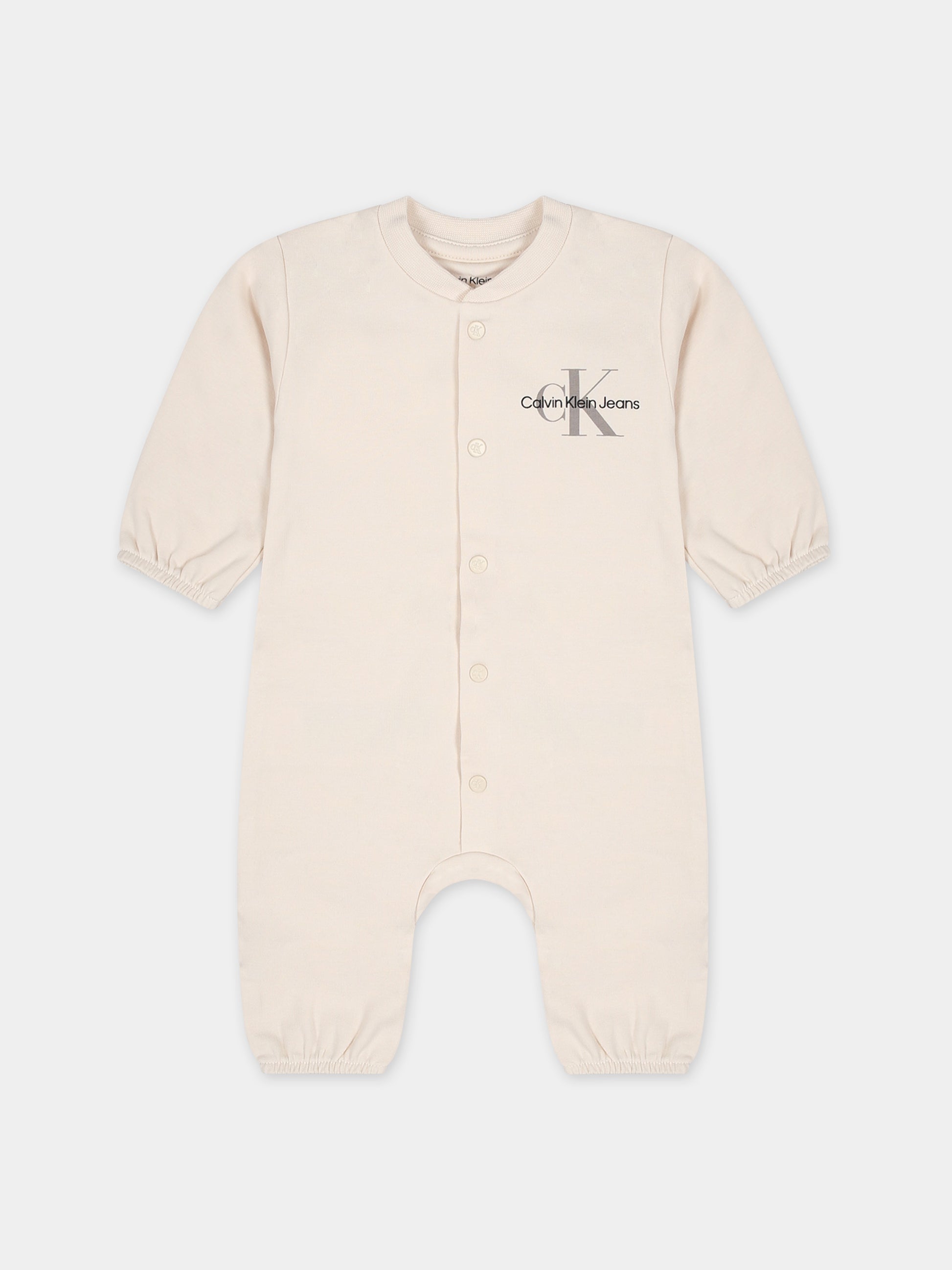 Tutina avorio per neonati con logo,Calvin Klein Kids,23WMCKIN0IN00136 PGB