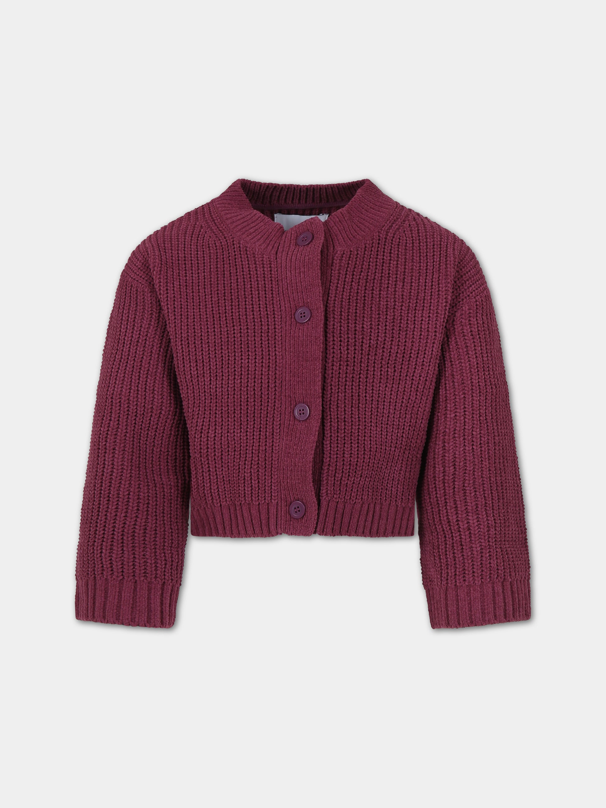 Cardigan bordeaux per bambina con logo,Calvin Klein Kids,23WMCKIG0IG02215 VAC