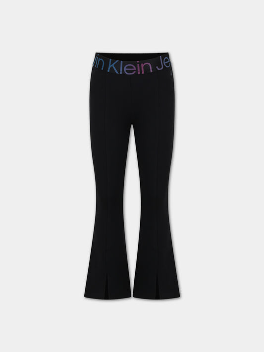 Pantaloni neri per bambina con logo,Calvin Klein Kids,23WMCKIG0IG02179 BEH