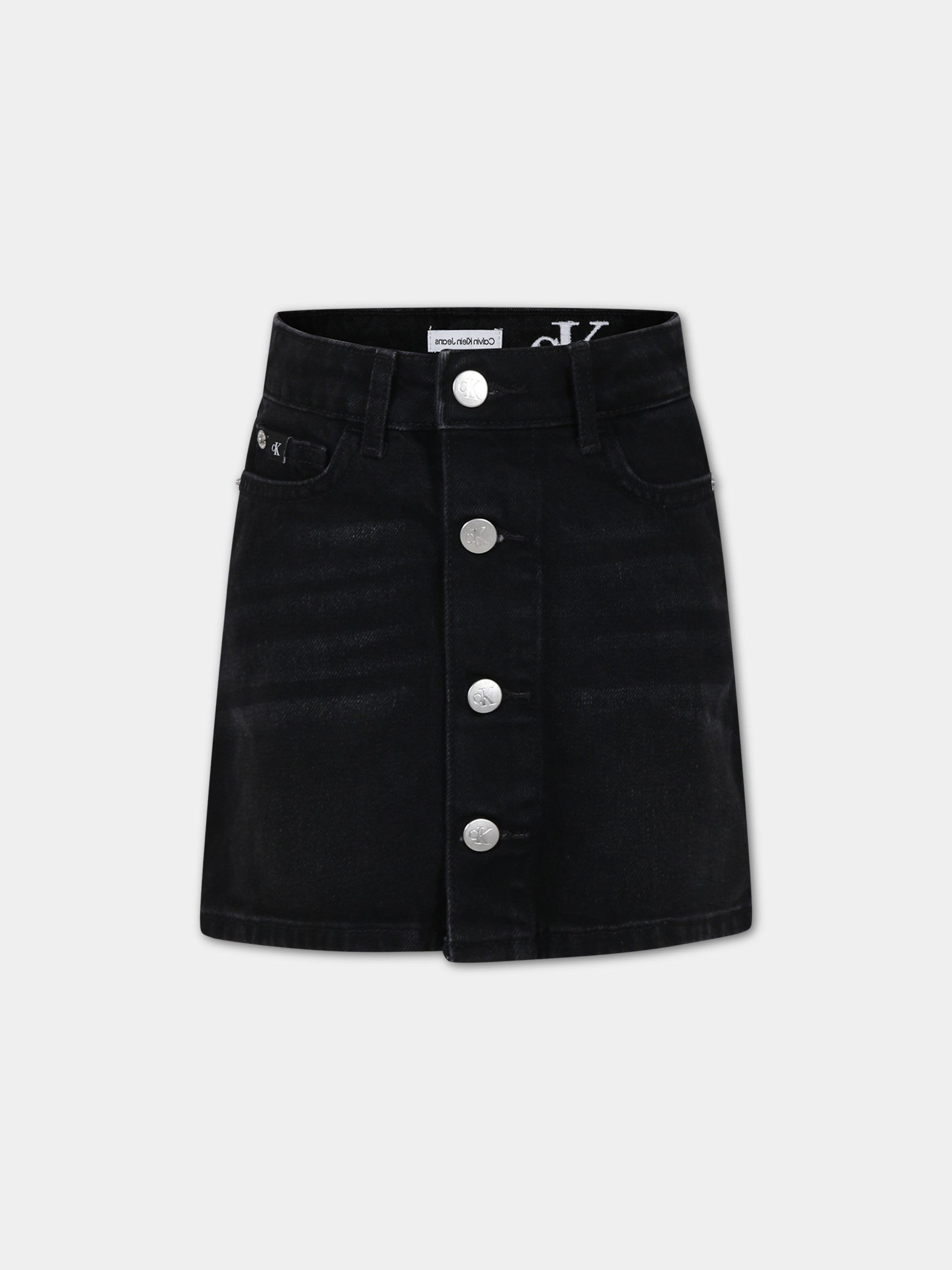 Gonna nera per bambina con logo,Calvin Klein Kids,23WMCKIG0IG02363 1BY