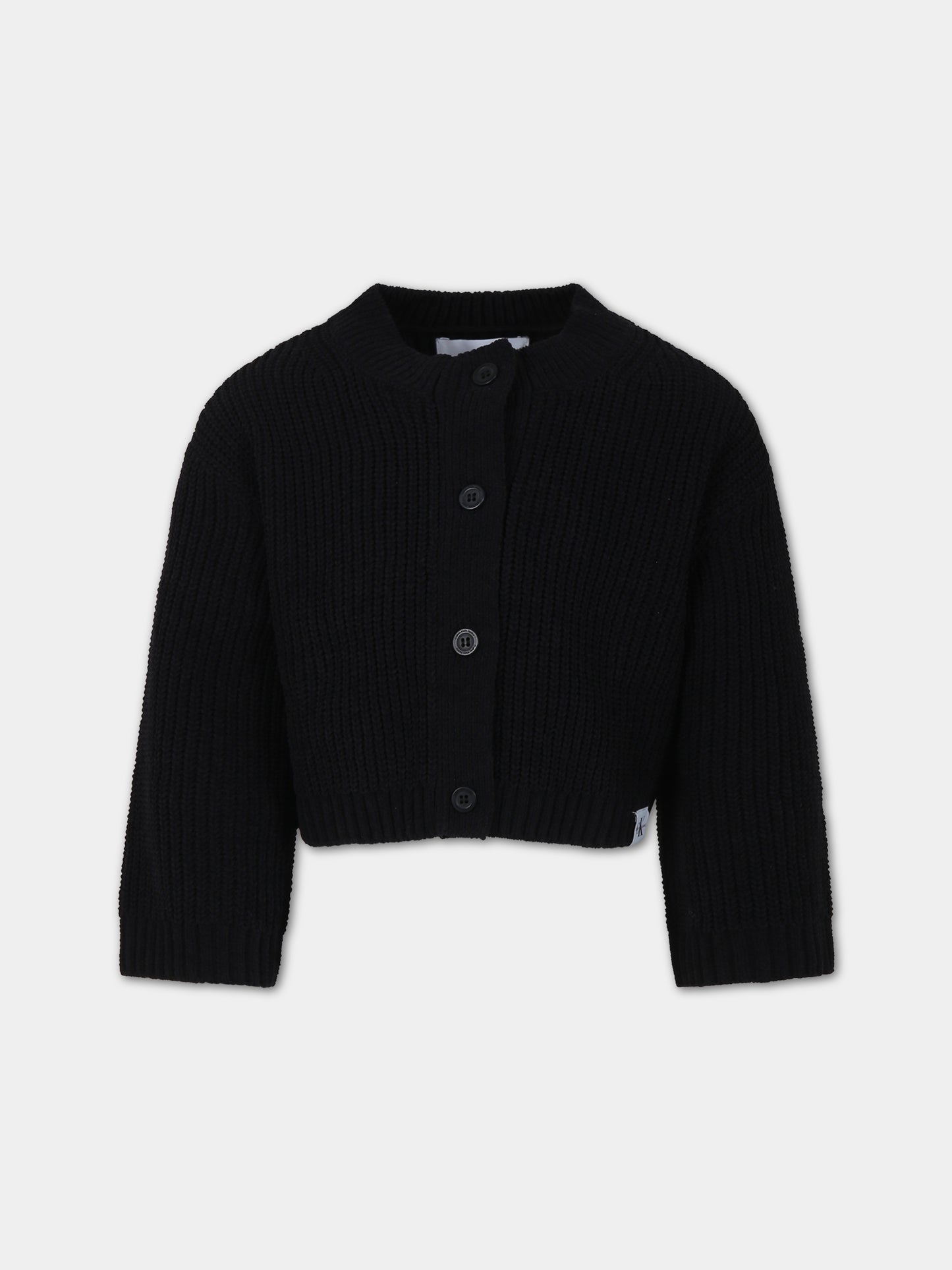 Cardigan nero per bambina con logo,Calvin Klein Kids,23WMCKIG0IG02215 BEH