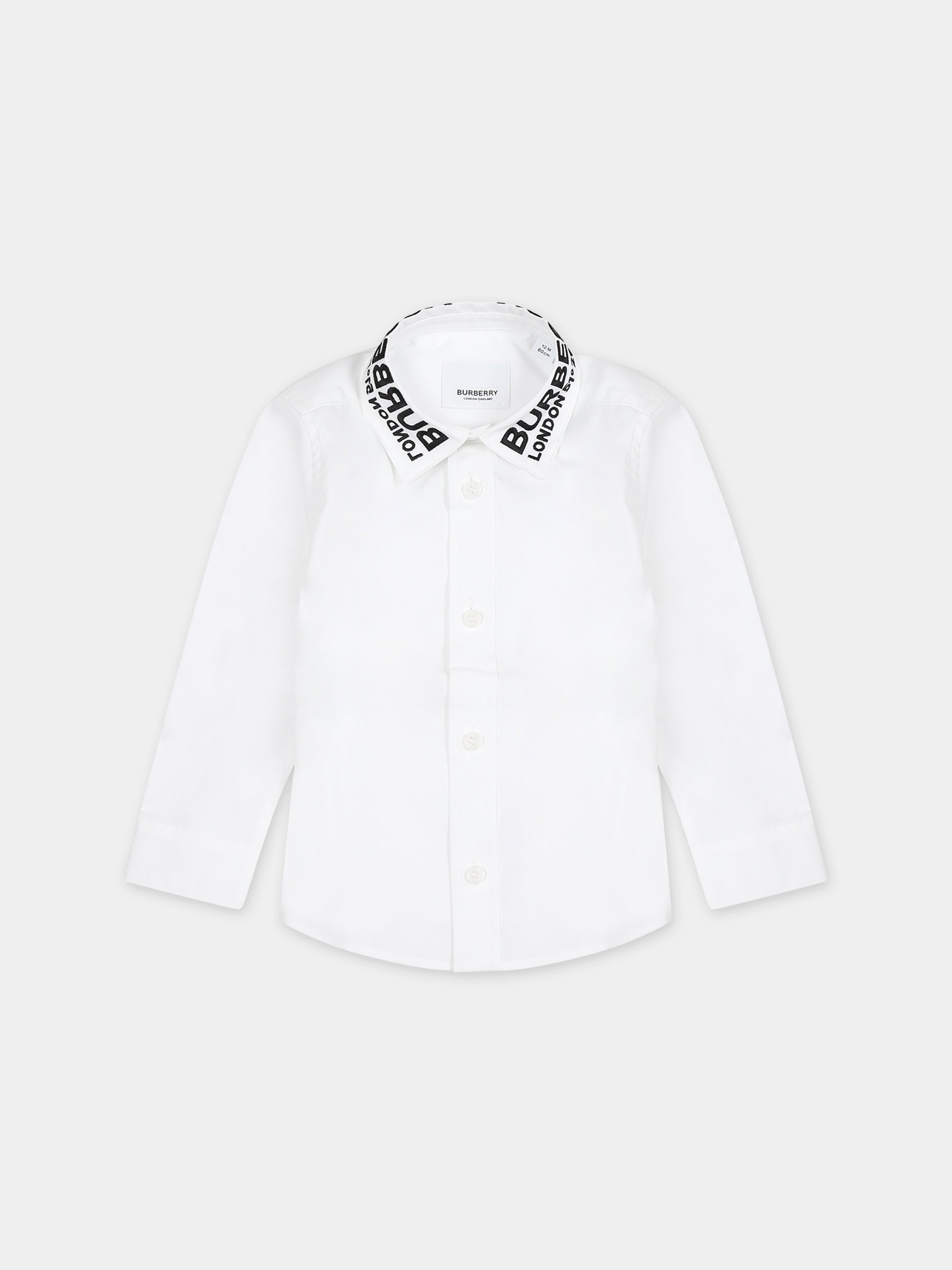 Camicia bianca per neonato con ricamo logo,Burberry Kids,8069190