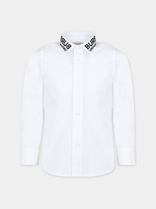 Camicia bianca per bambino con ricamo logo,Burberry Kids,8068412
