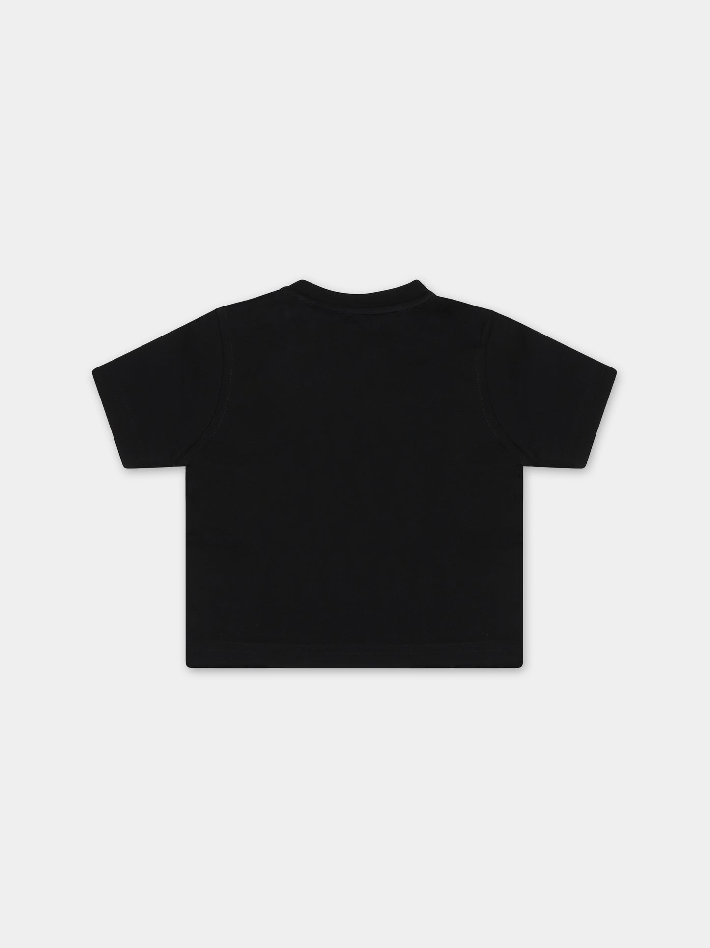 T-shirt nera per neonato con stampa logo,Burberry Kids,8072770