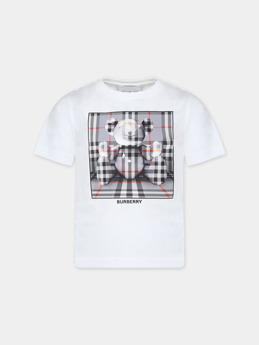 T-shirt bianca per bambini con stampa logo,Burberry Kids,8069418