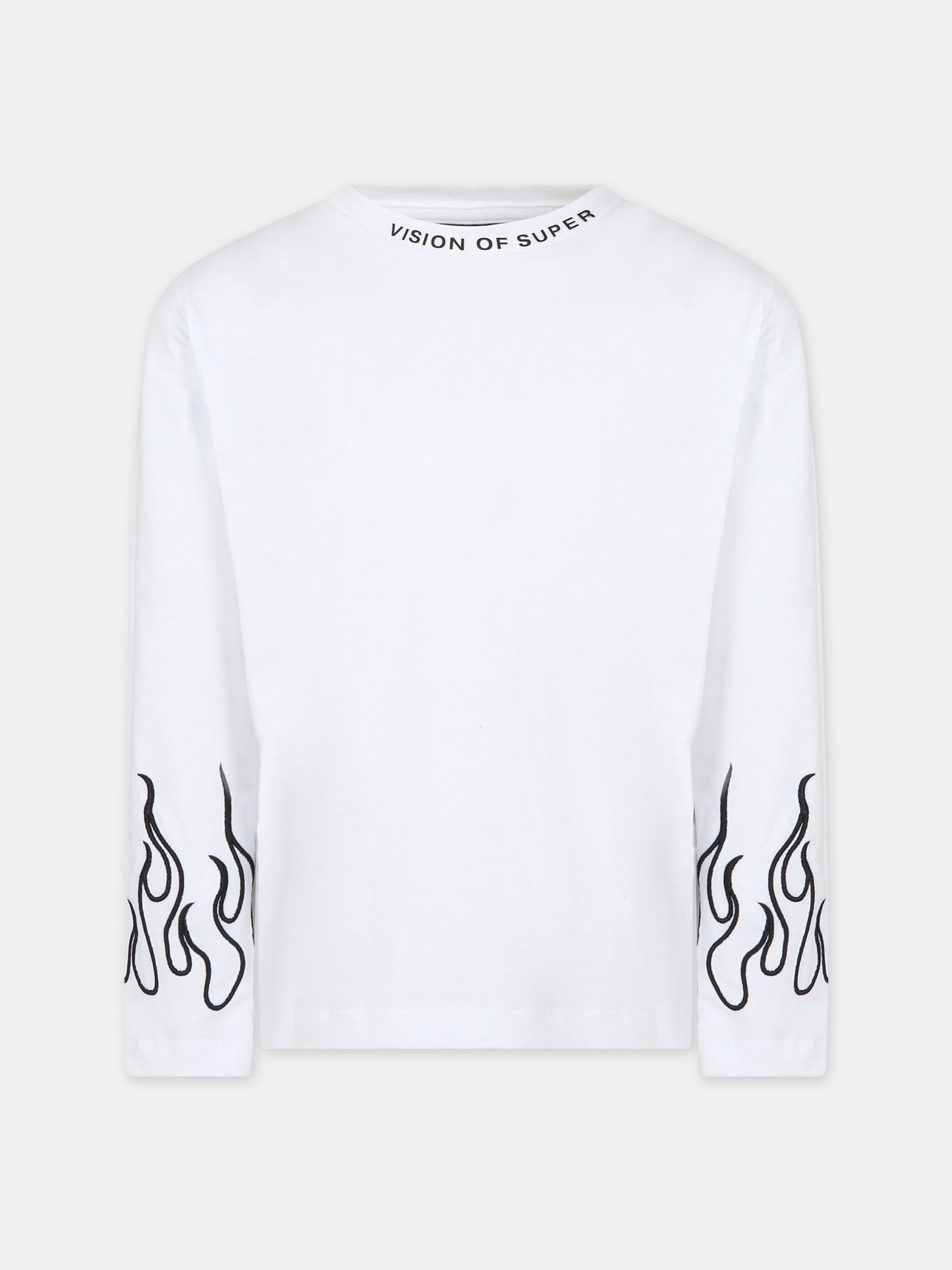 T-shirt bianca per bambino con fiamme,Vision Of Super,TSV4303J BIANCO