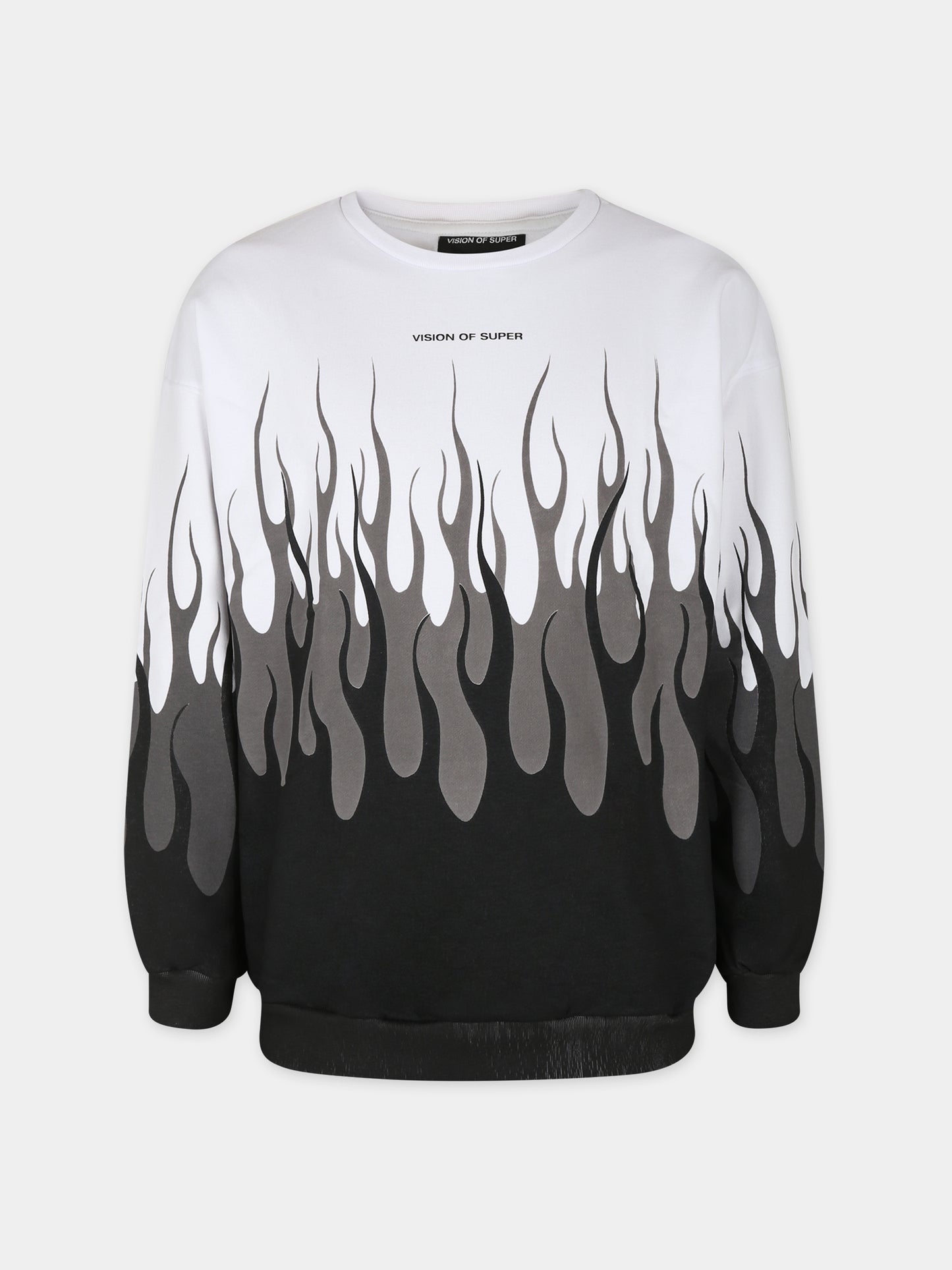 Felpa bianca per bambino con fiamme,Vision Of Super,MFV4309J  BIANCO