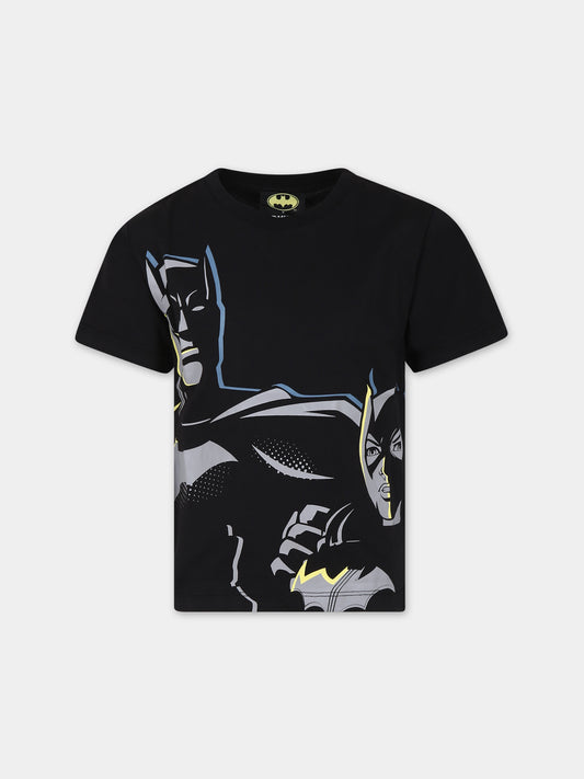 T-shirt nera per bambino con logo,Dkny,D55009 09B