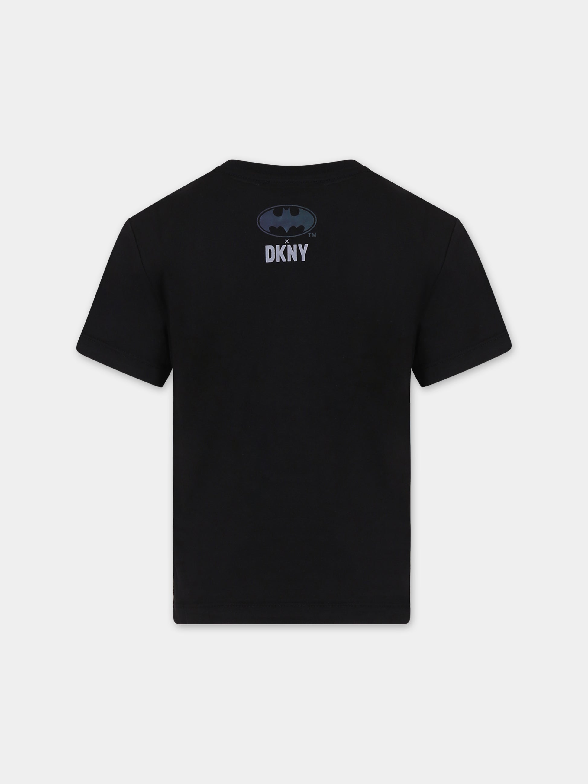 T-shirt nera per bambino con logo,Dkny,D55009 09B