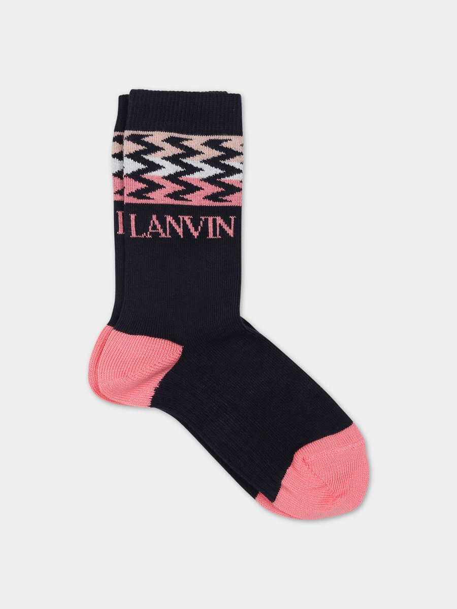 Calze blu per bambina con logo,Lanvin Petite,N10016 859