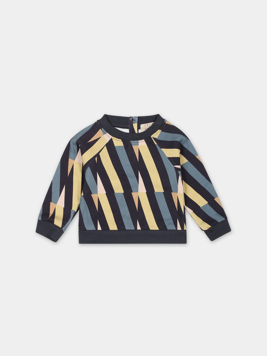 Felpa blu per neonati con stampa linee,Coco Au Lait,15COCOAW231023A