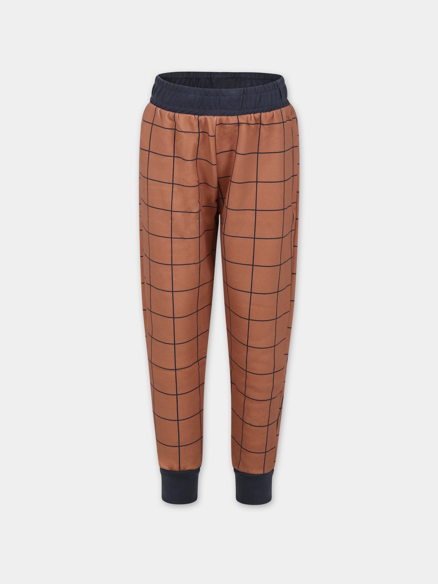 Pantaloni marroni per bambino con stampa a quadri,Coco Au Lait,15COCOAW231053D