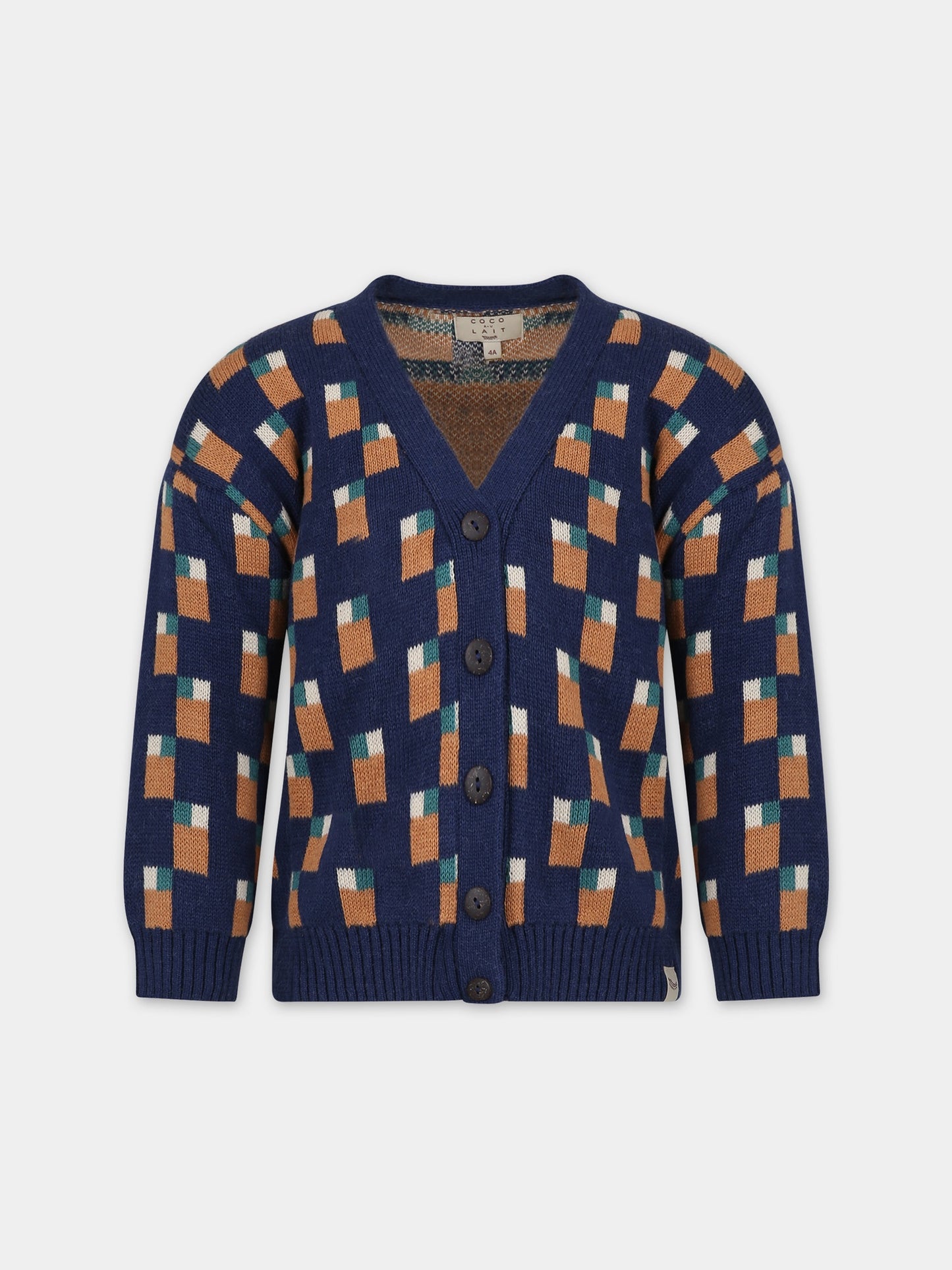 Cardigan blu per bambino con motivo jacquard,Coco Au Lait,15COCOAW231077B